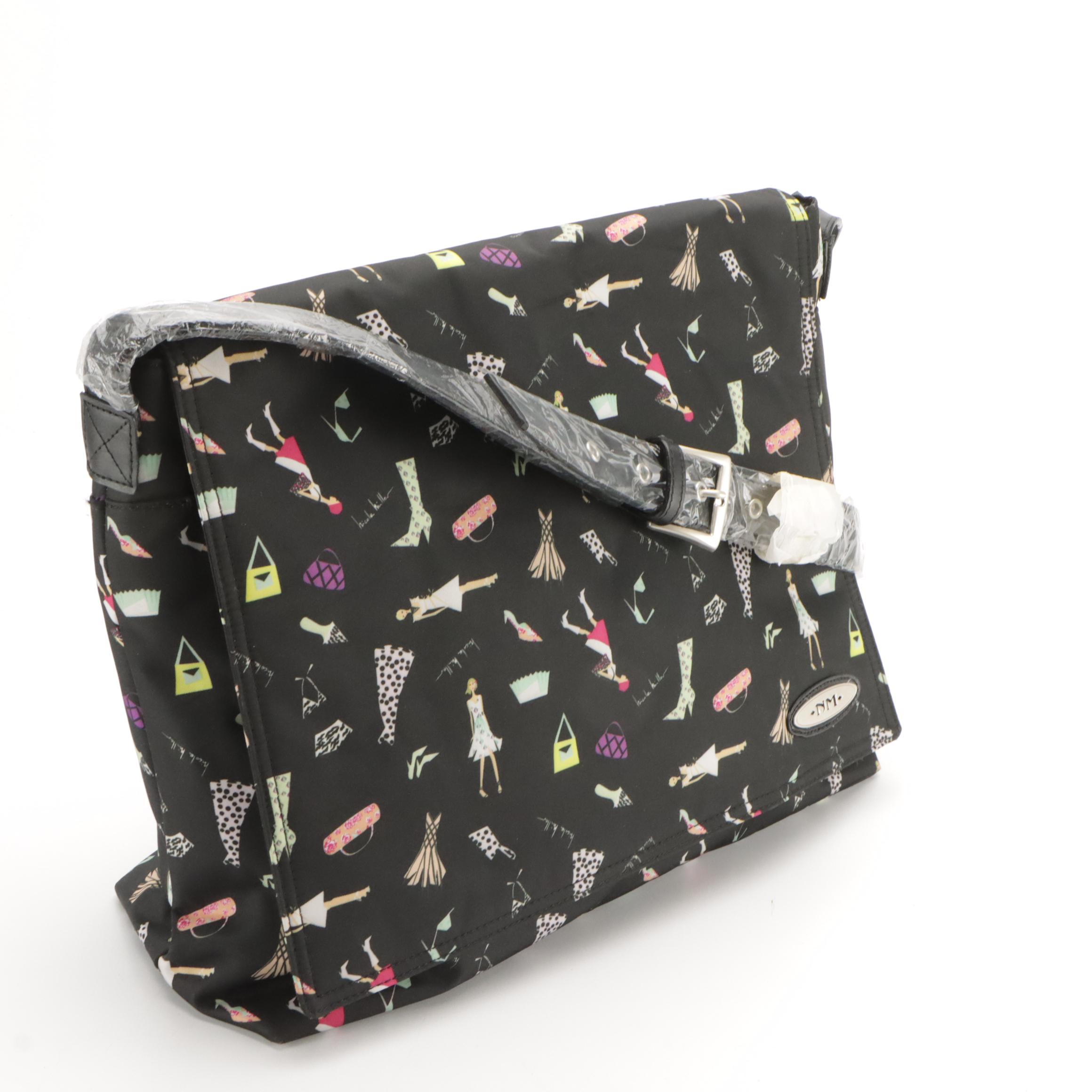 Nicole Miller Fashion Print Laptop Messenger Bag with Travel Umbrella