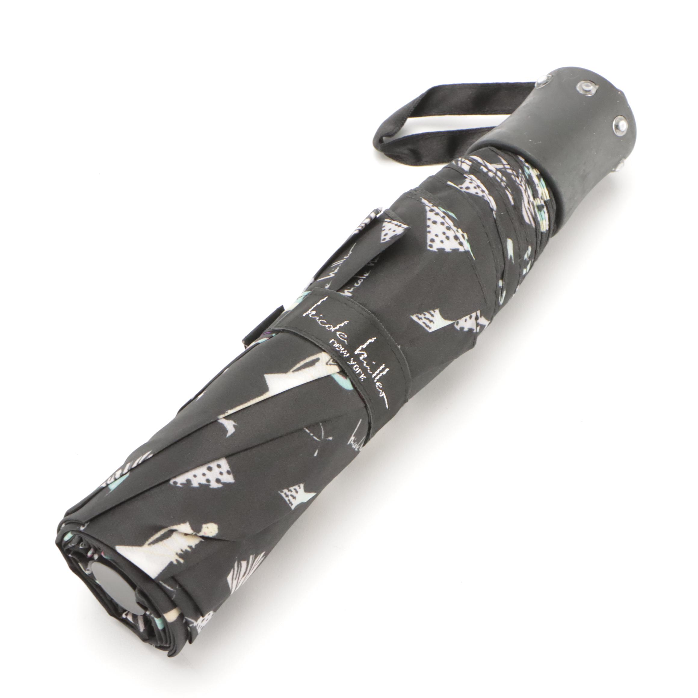 Nicole Miller Fashion Print Laptop Messenger Bag with Travel Umbrella