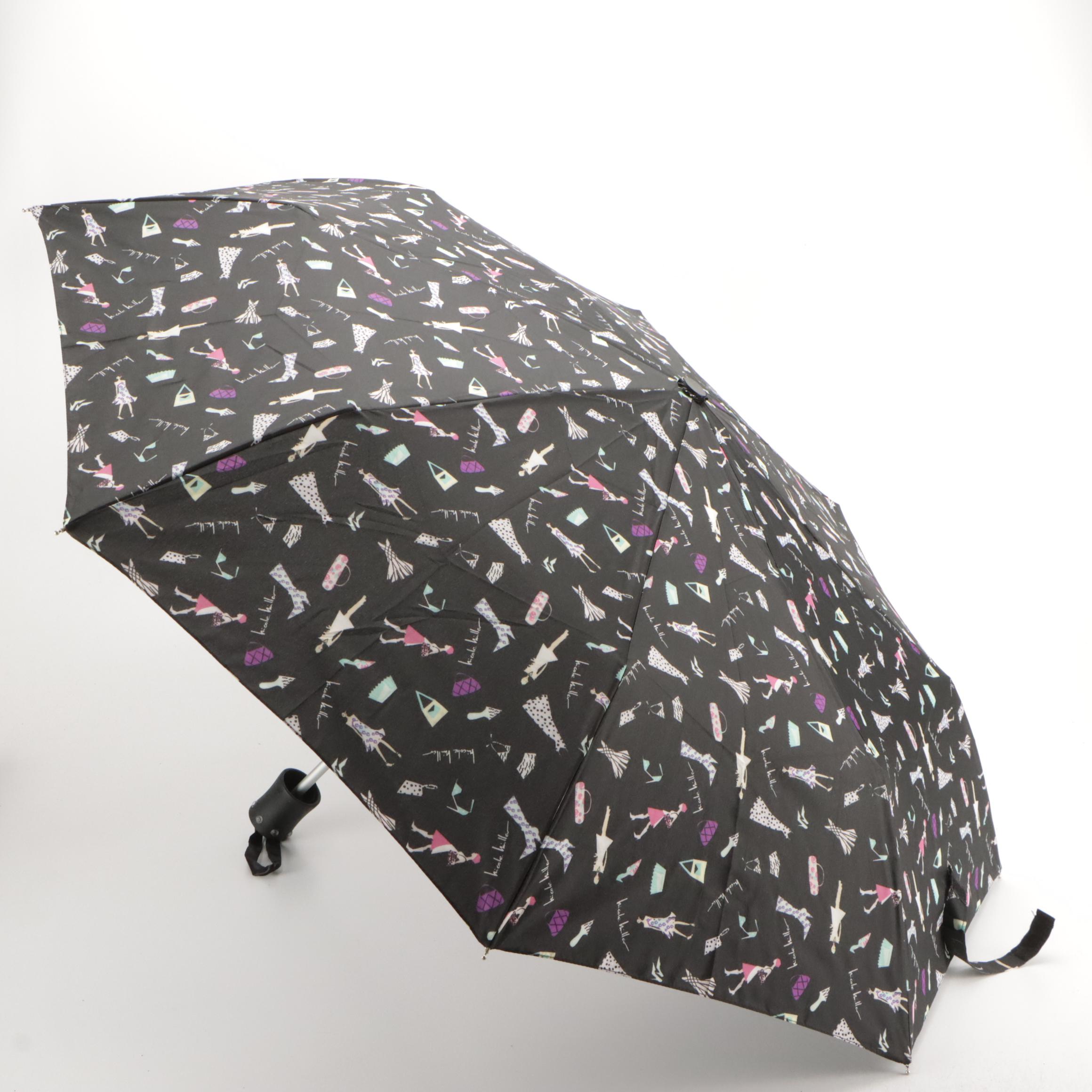 Nicole Miller Fashion Print Laptop Messenger Bag with Travel Umbrella