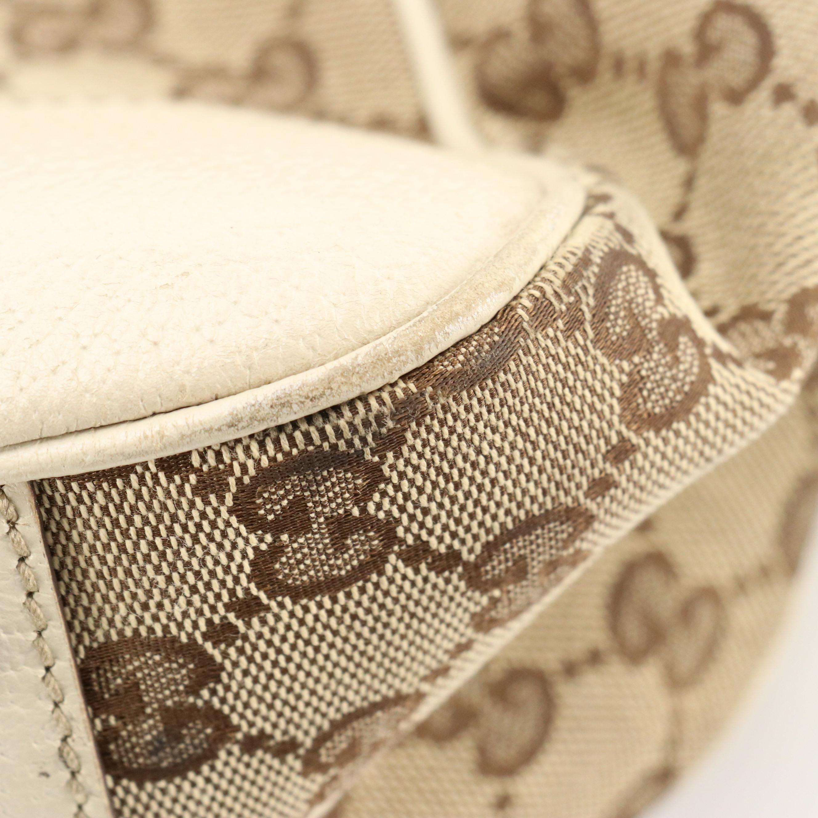 Gucci Large Princy Tote in Brown GG Canvas and Ivory Leather Trim