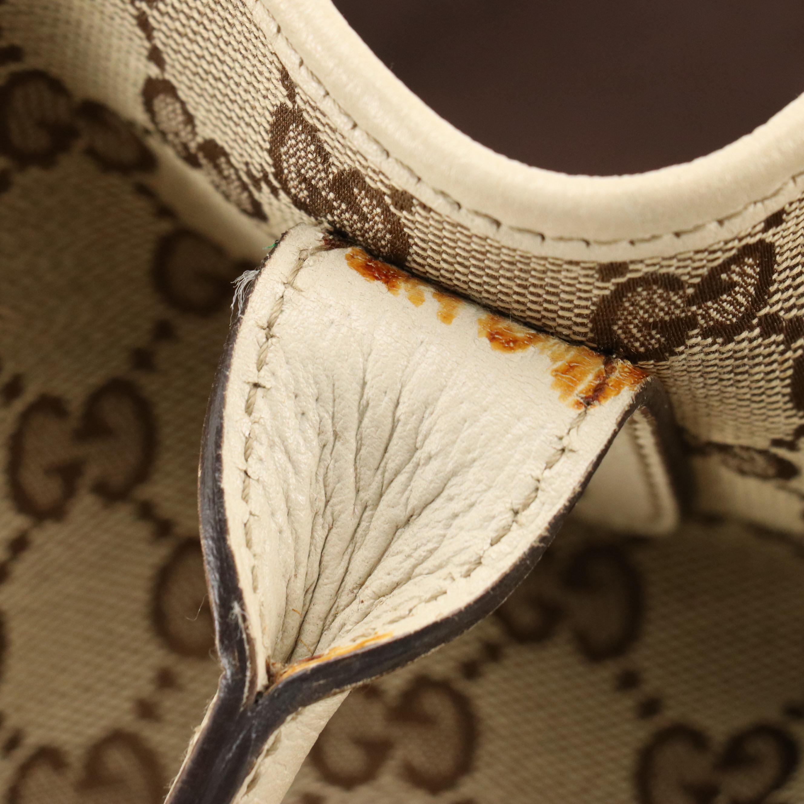 Gucci Large Princy Tote in Brown GG Canvas and Ivory Leather Trim