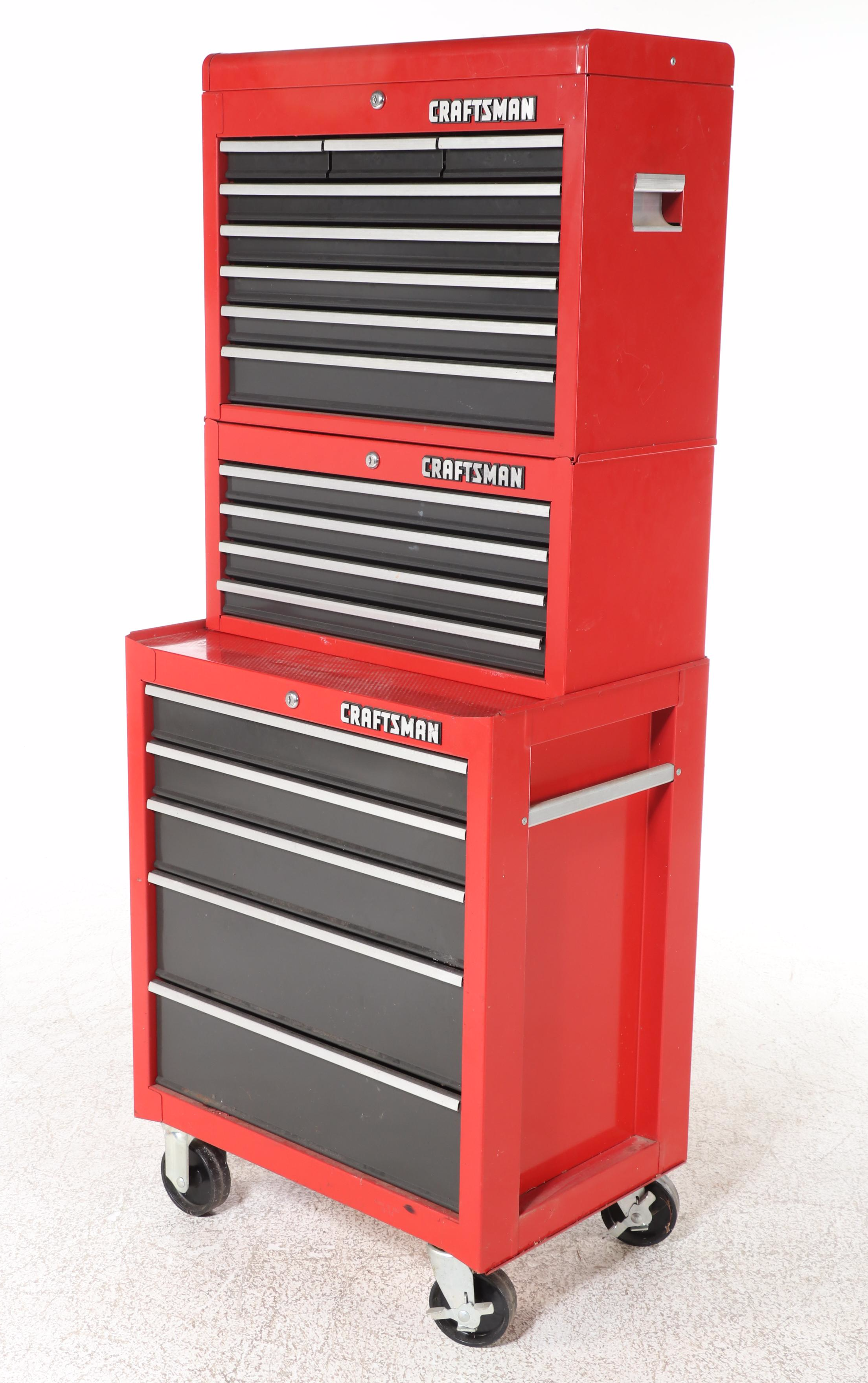 Craftsman Red Enamel Stacking Tool Cabinet on Casters