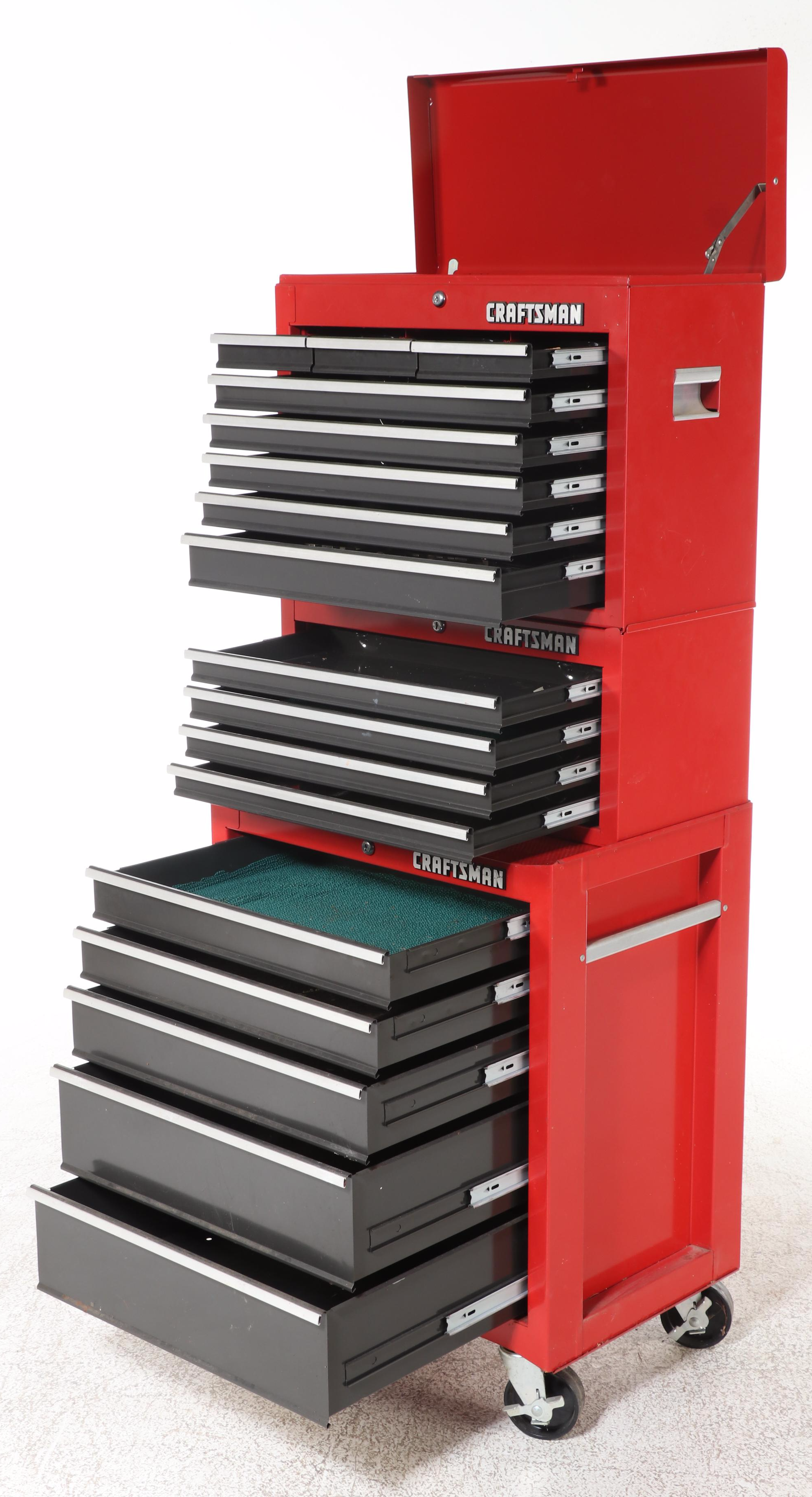 Craftsman Red Enamel Stacking Tool Cabinet on Casters