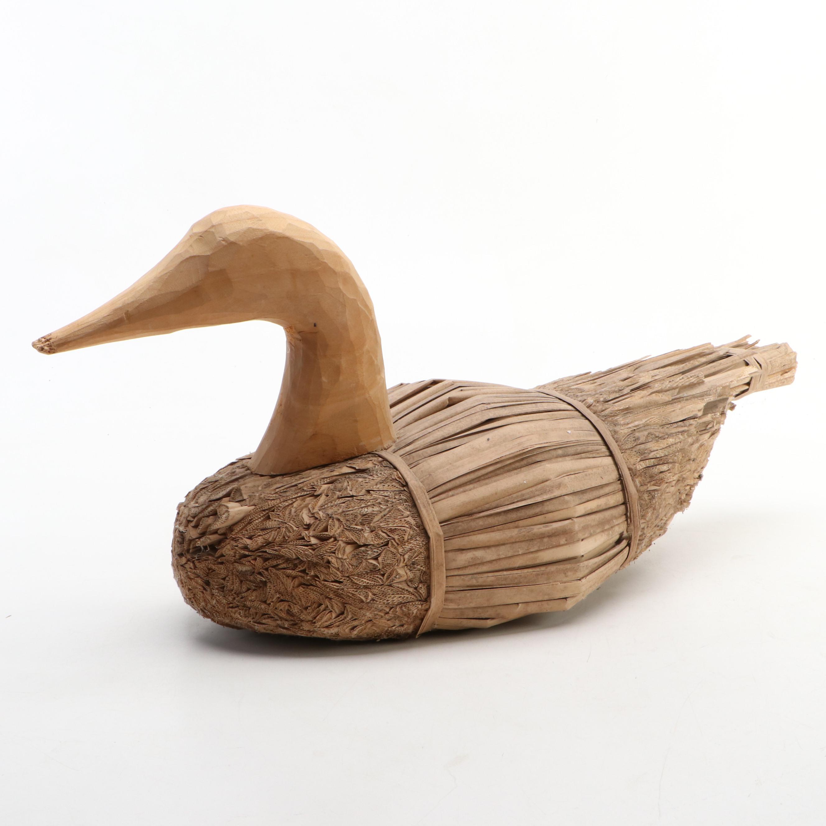 Hand-Carved Wood & Palm Duck Decoys with Ducks Unlimited "Sure Shot" Caller
