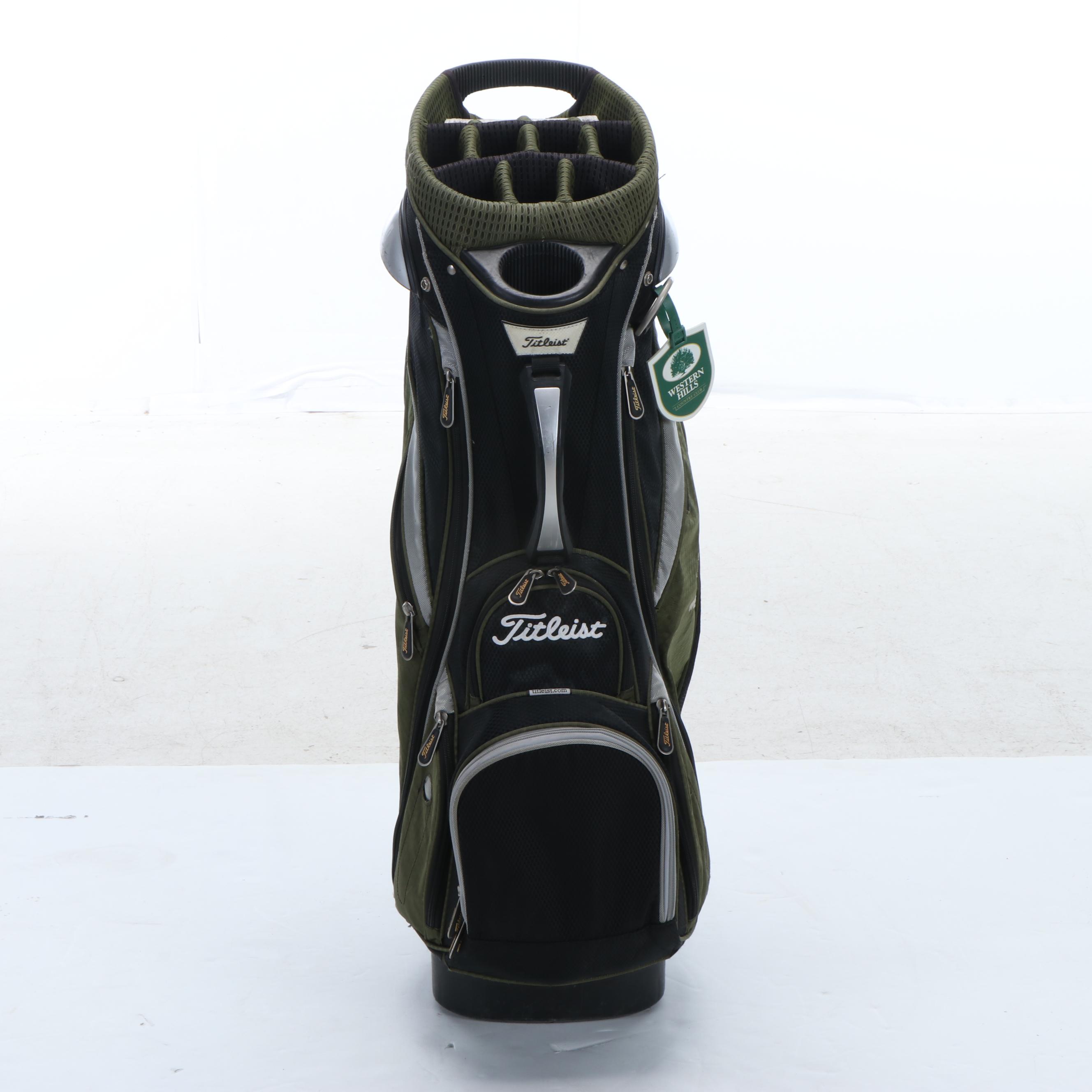 Titleist Golf Bag with Irons, 7 Wood, Golf Balls, Tees and More