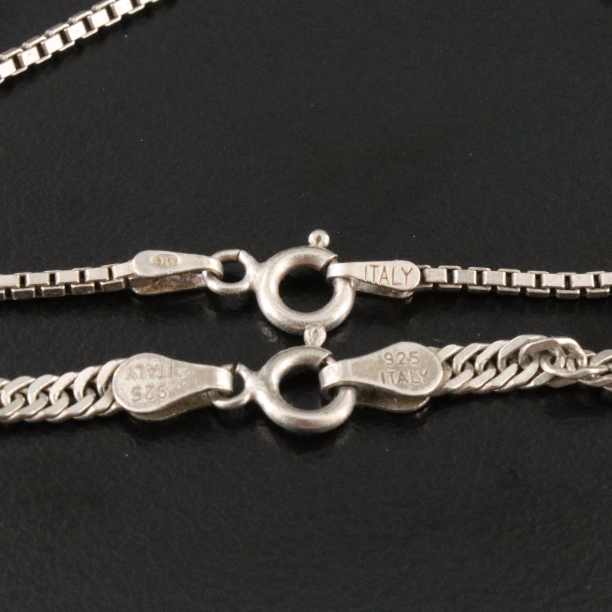 Sterling Pendant Necklaces Including Rose Quartz, Tiger's Eye and Goldstone