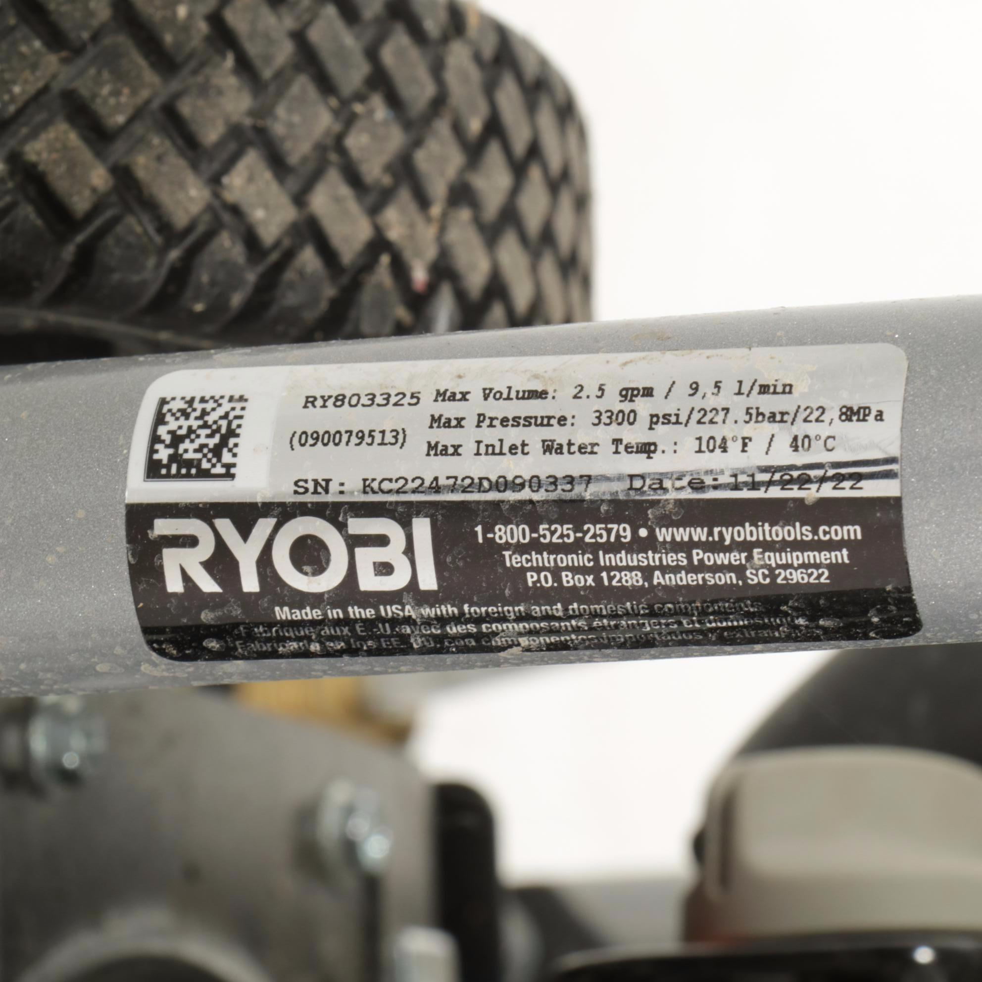 Ryobi 3300 PSI Gasoline Powered Pressure Washer, 2022