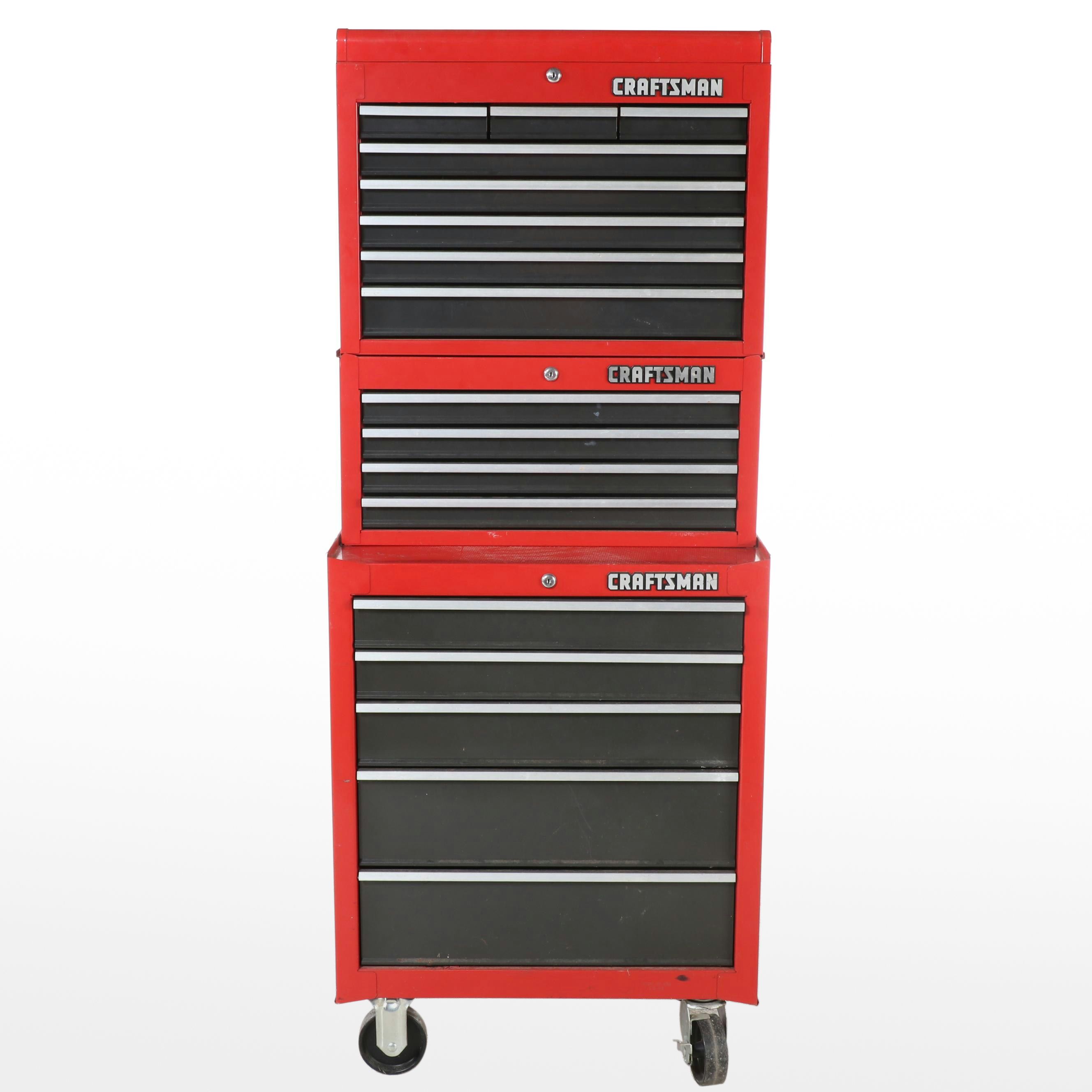Craftsman Red Enamel Stacking Tool Cabinet on Casters