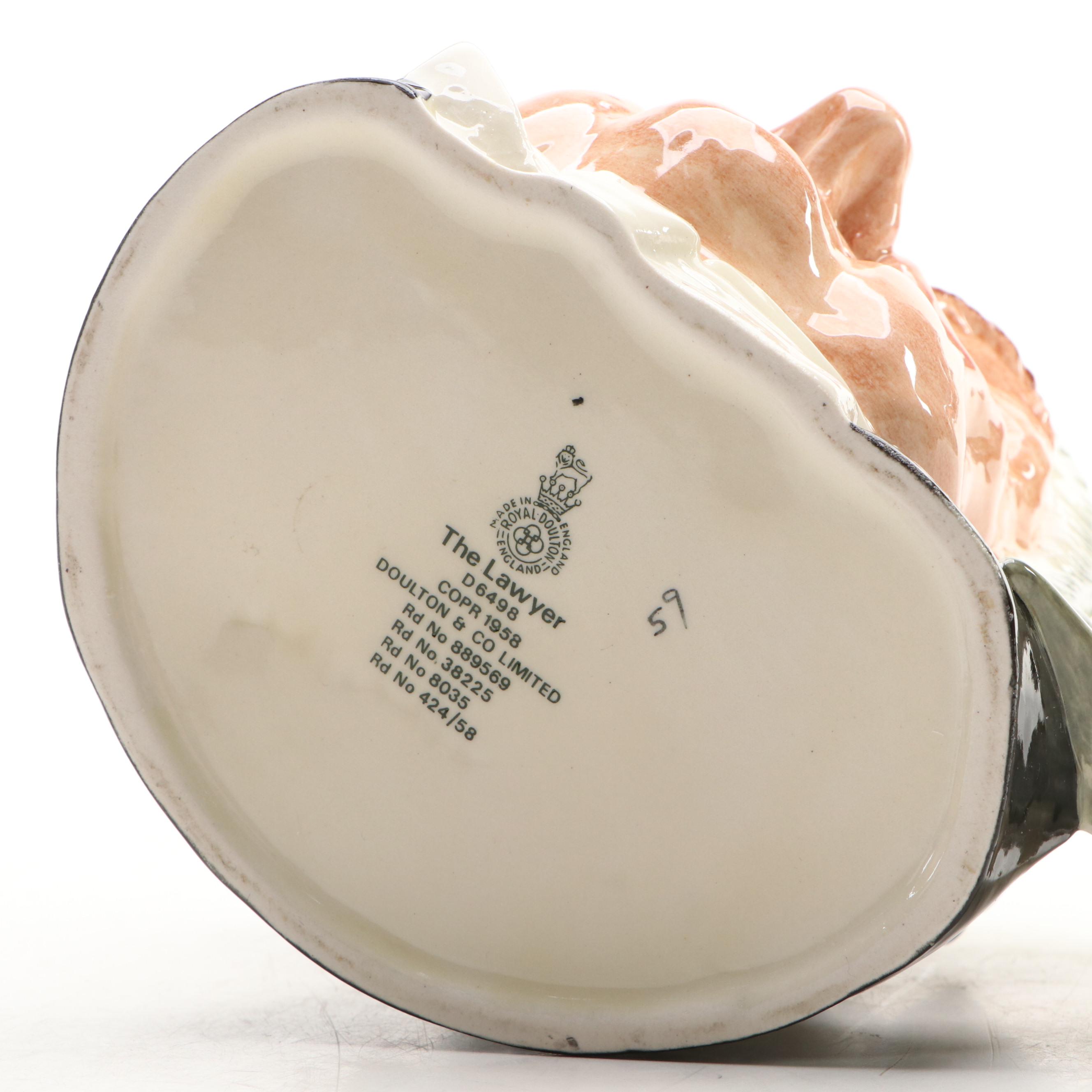 Royal Doulton "The Lawyer," "The Gardener," and "Gone Away" Character Jugs