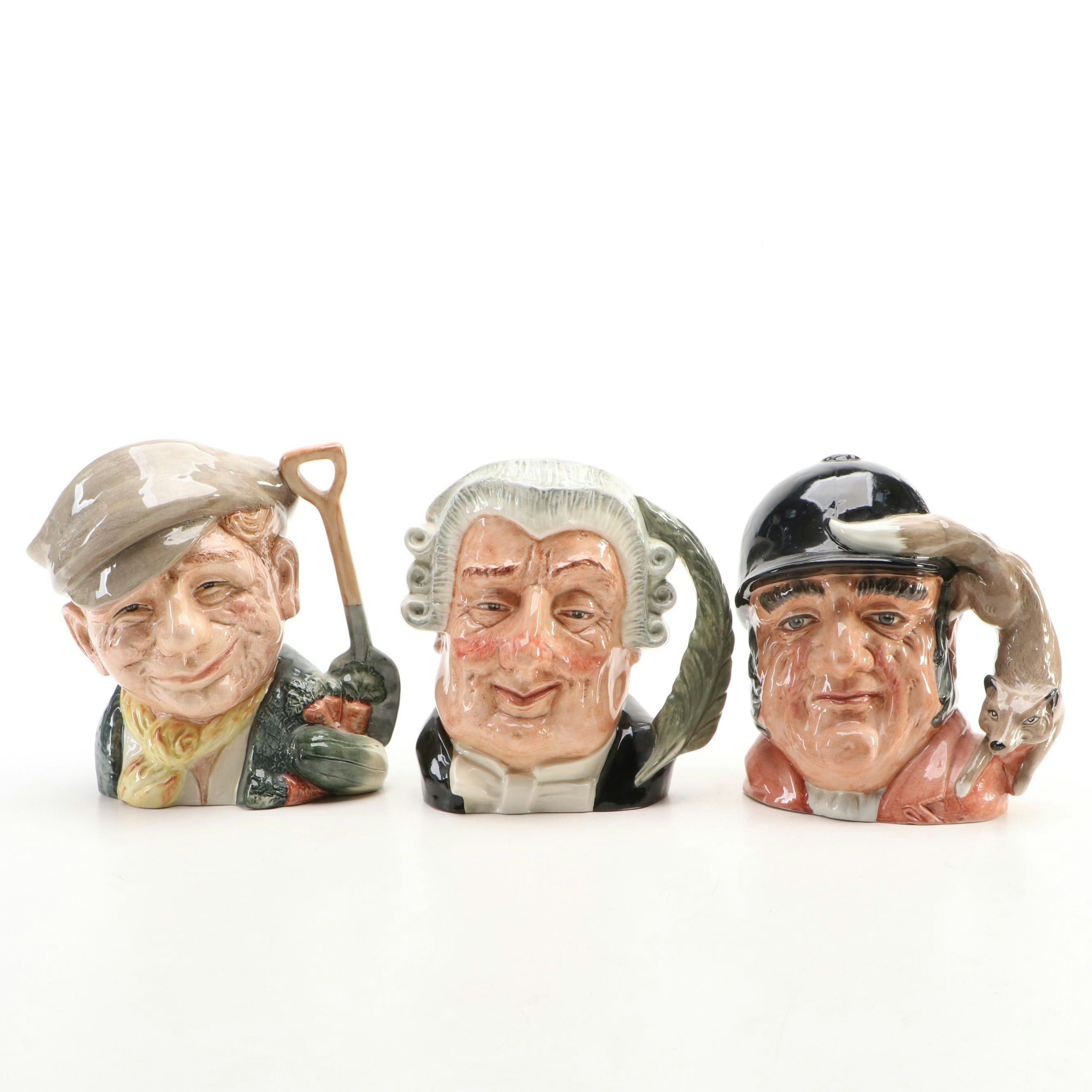 Royal Doulton "The Lawyer," "The Gardener," and "Gone Away" Character Jugs