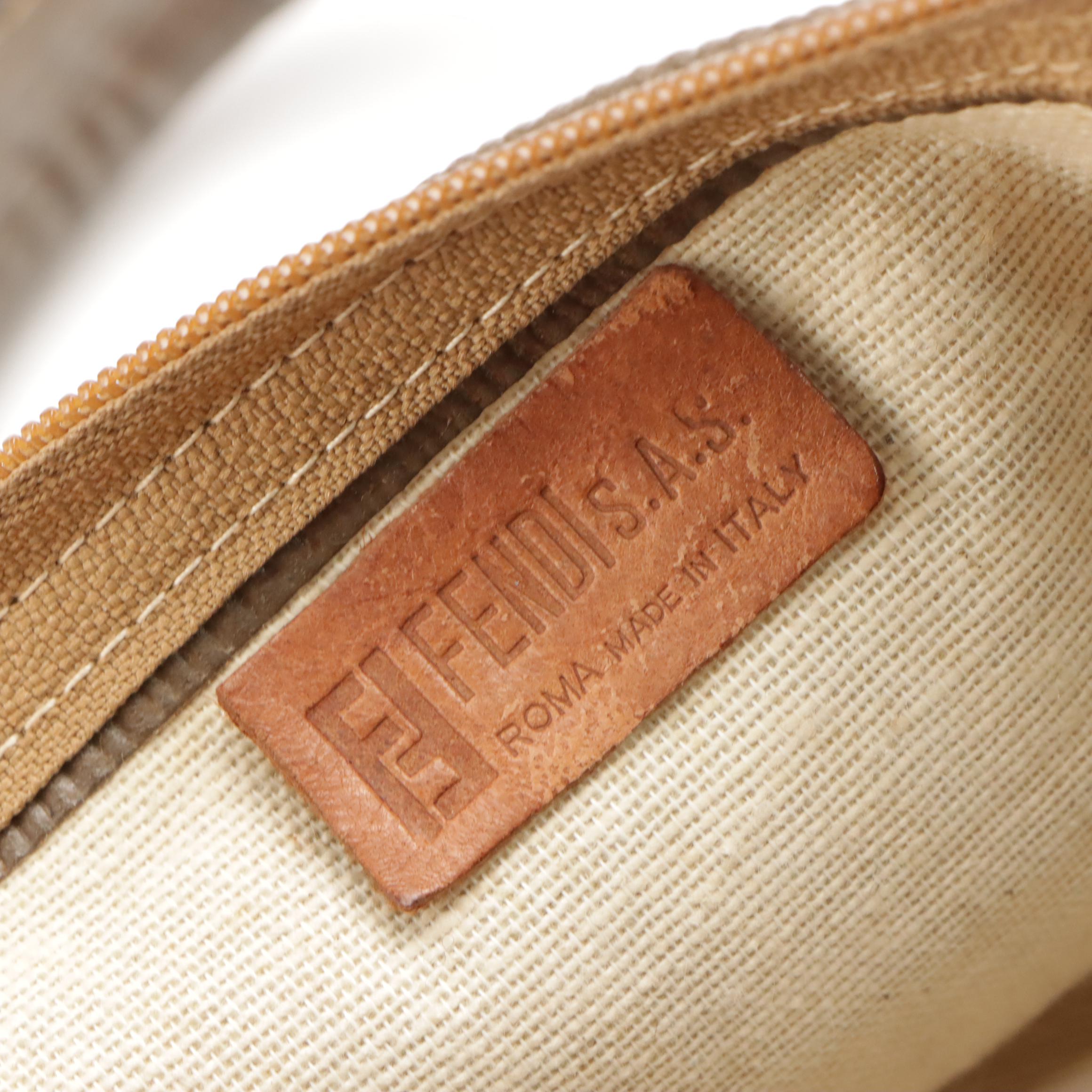 Fendi Small Duffel Bag in Zucca Coated Canvas and Embossed Leather