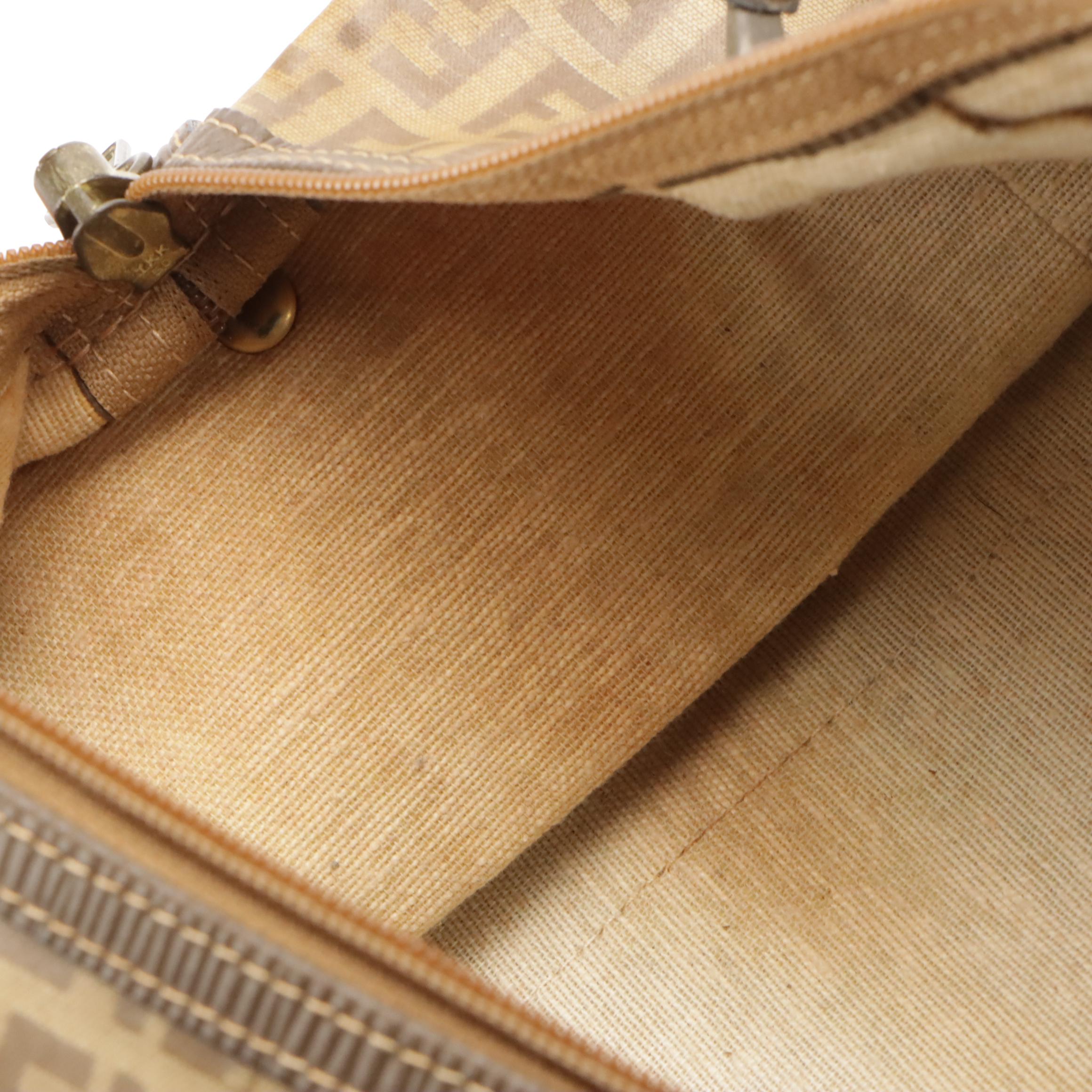 Fendi Small Duffel Bag in Zucca Coated Canvas and Embossed Leather