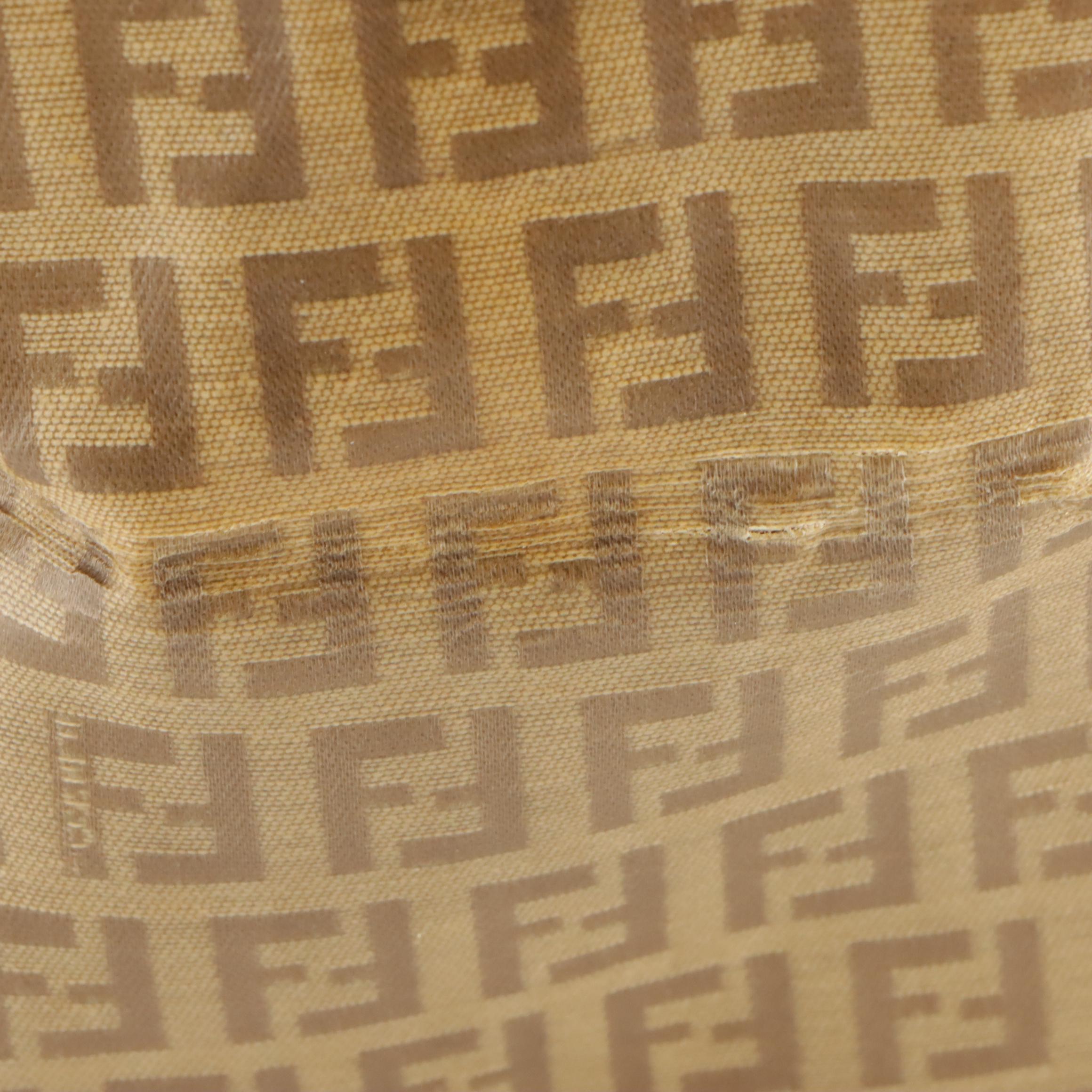 Fendi Small Duffel Bag in Zucca Coated Canvas and Embossed Leather