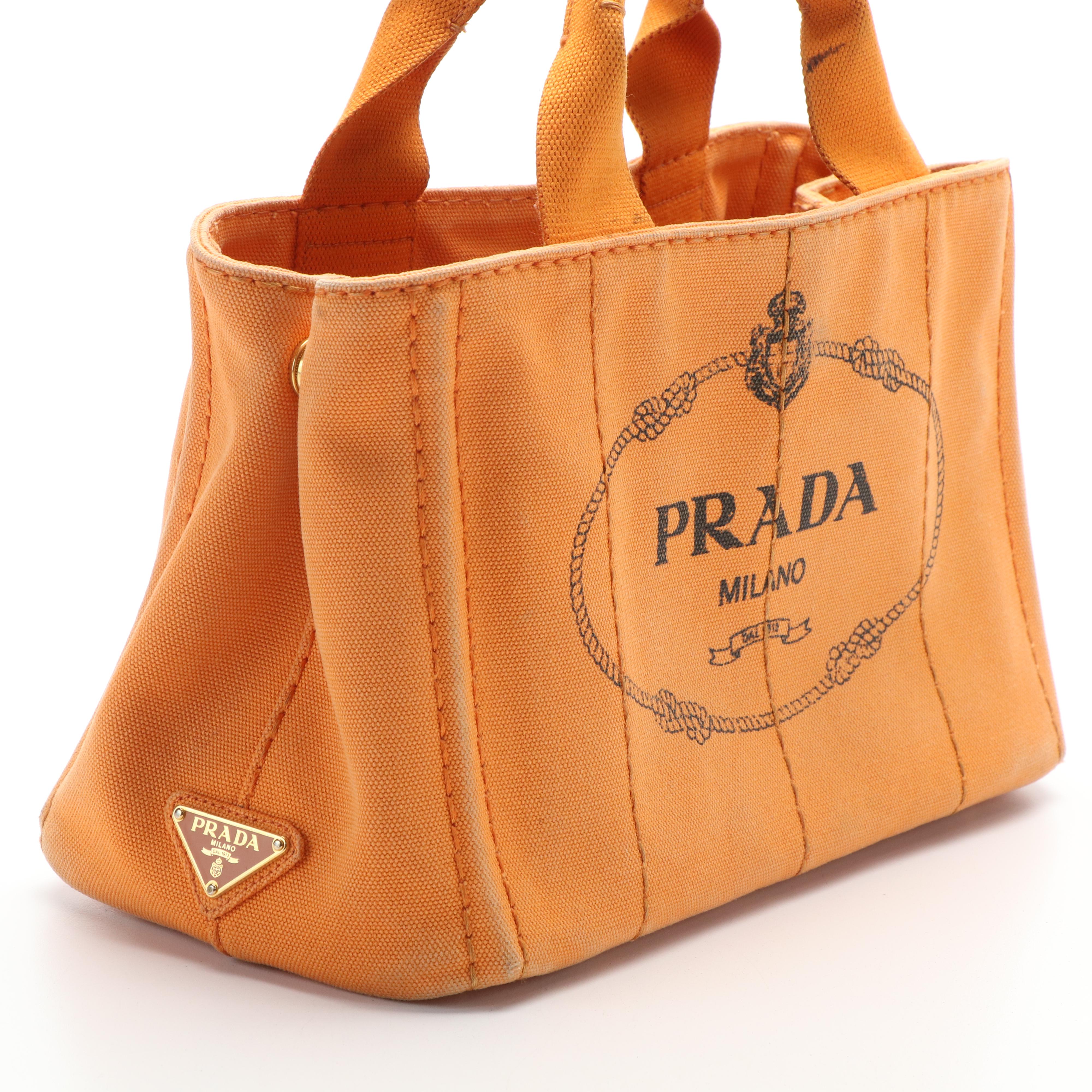 Prada Canapa Tote Bag in Orange Papaya Canvas
