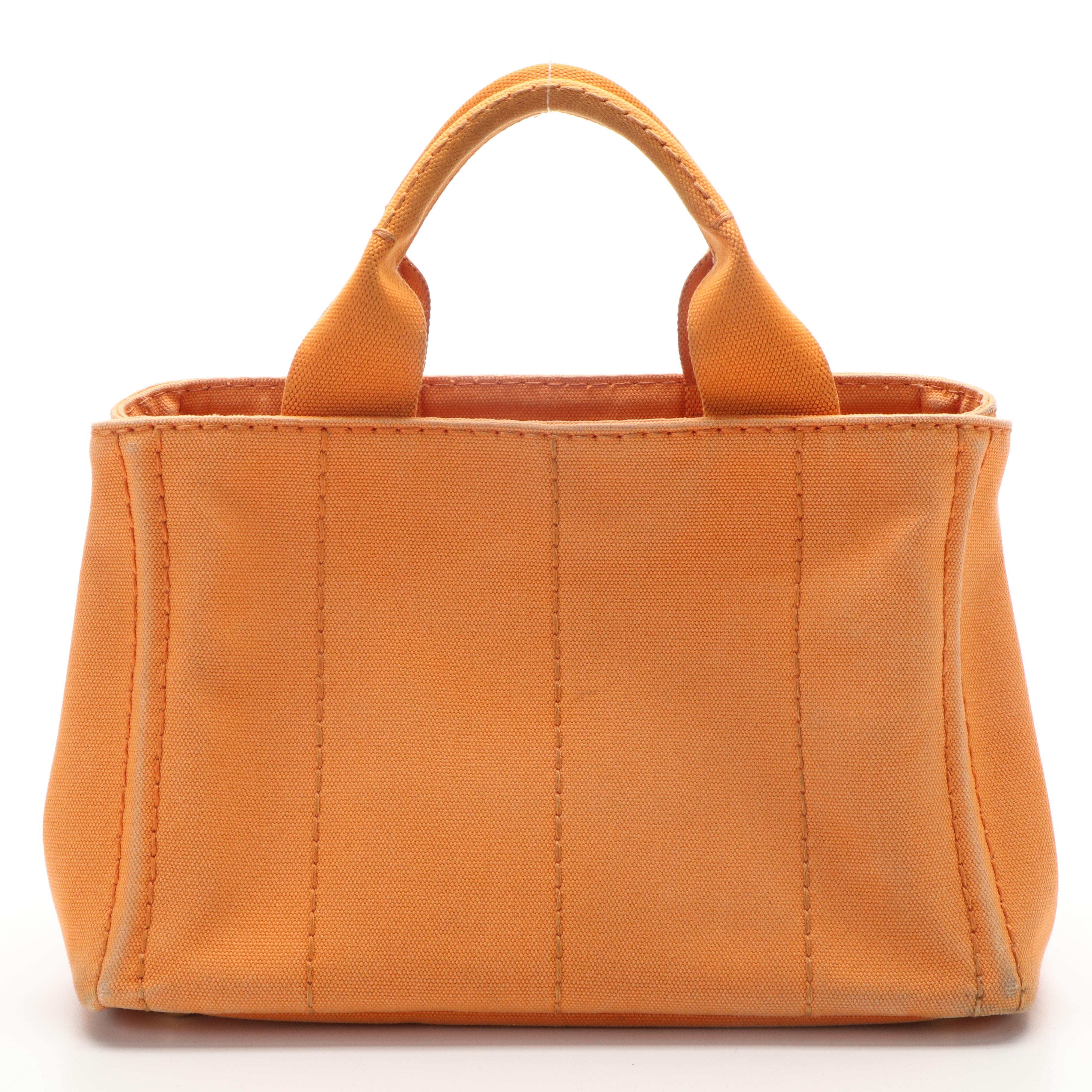 Prada Canapa Tote Bag in Orange Papaya Canvas