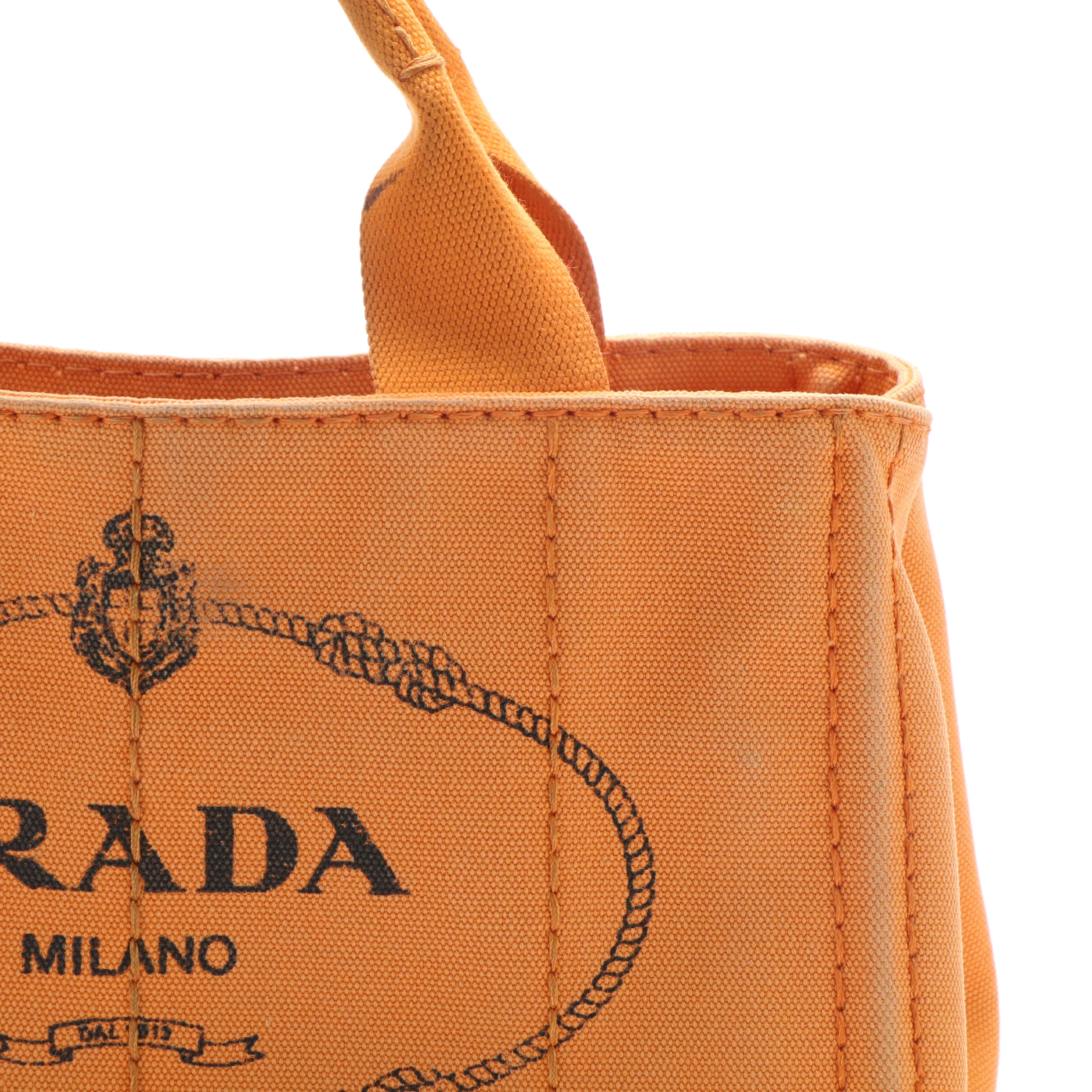 Prada Canapa Tote Bag in Orange Papaya Canvas