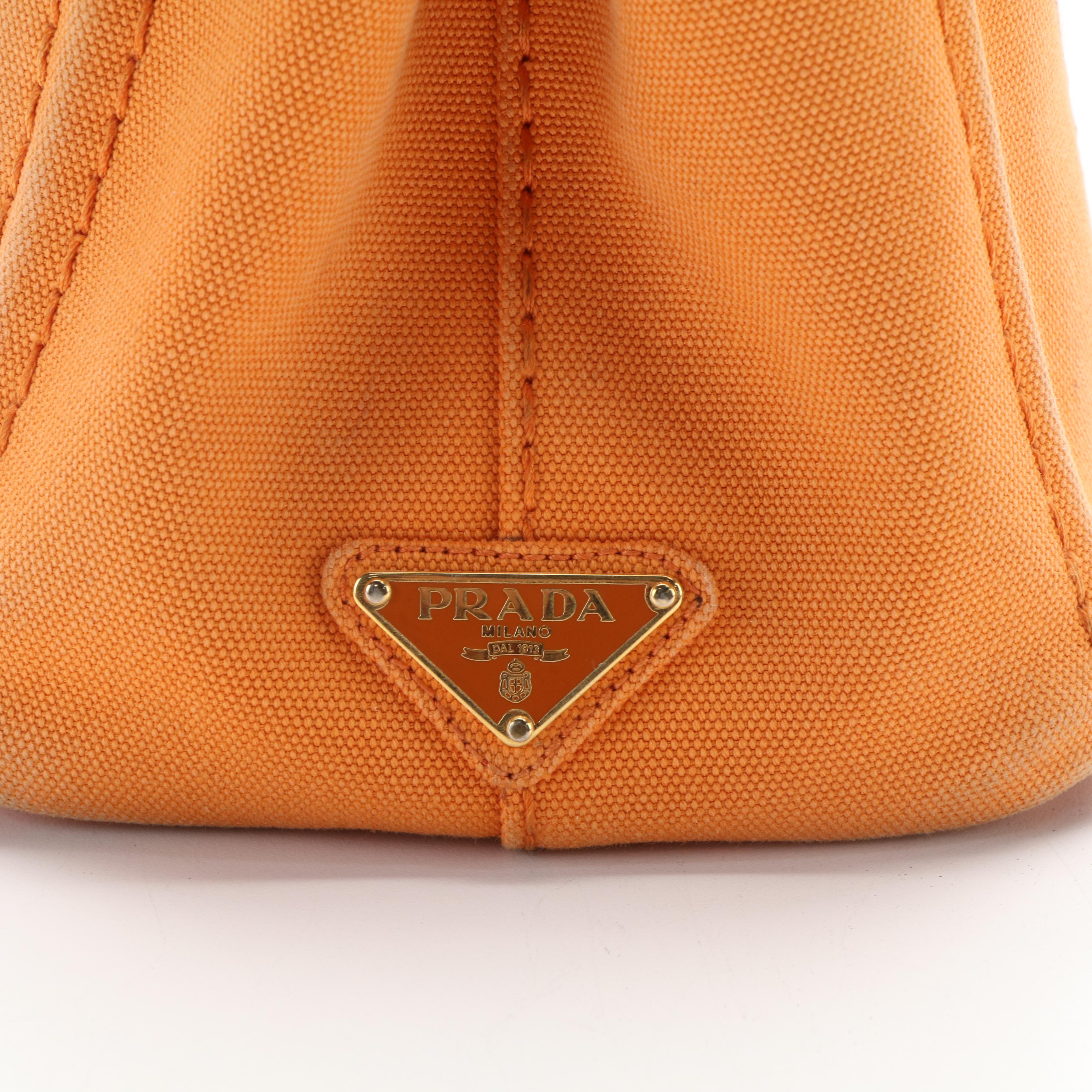 Prada Canapa Tote Bag in Orange Papaya Canvas