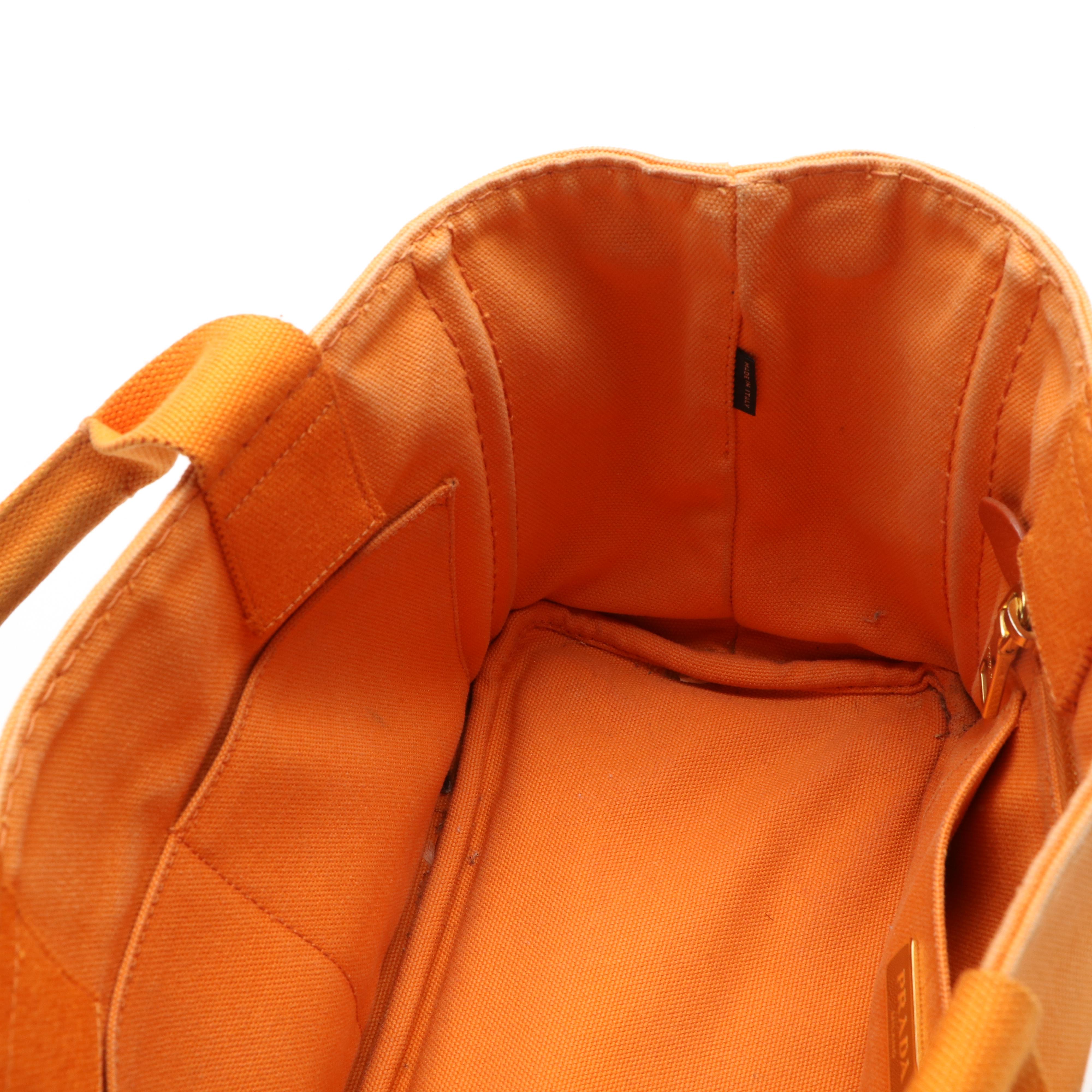 Prada Canapa Tote Bag in Orange Papaya Canvas