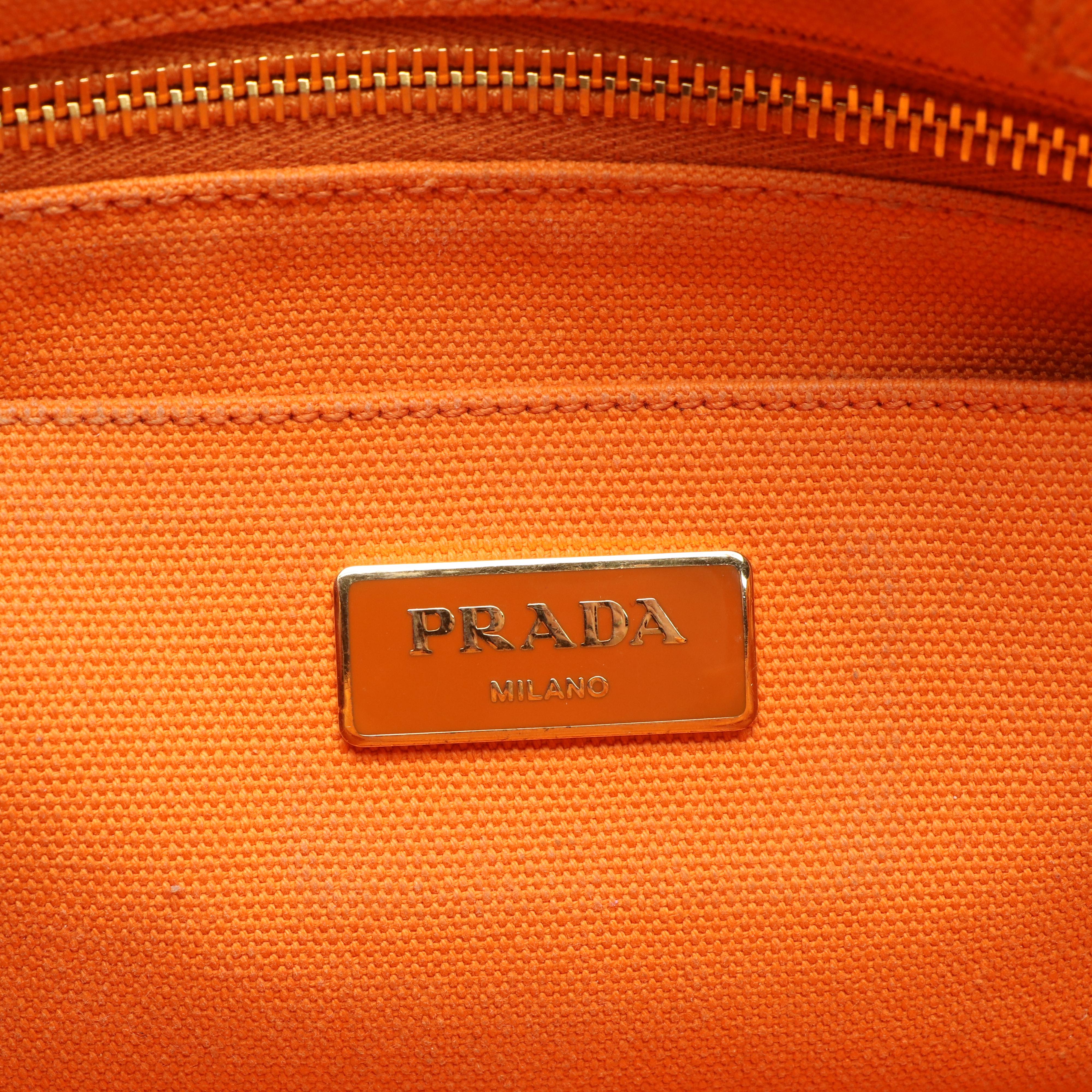 Prada Canapa Tote Bag in Orange Papaya Canvas