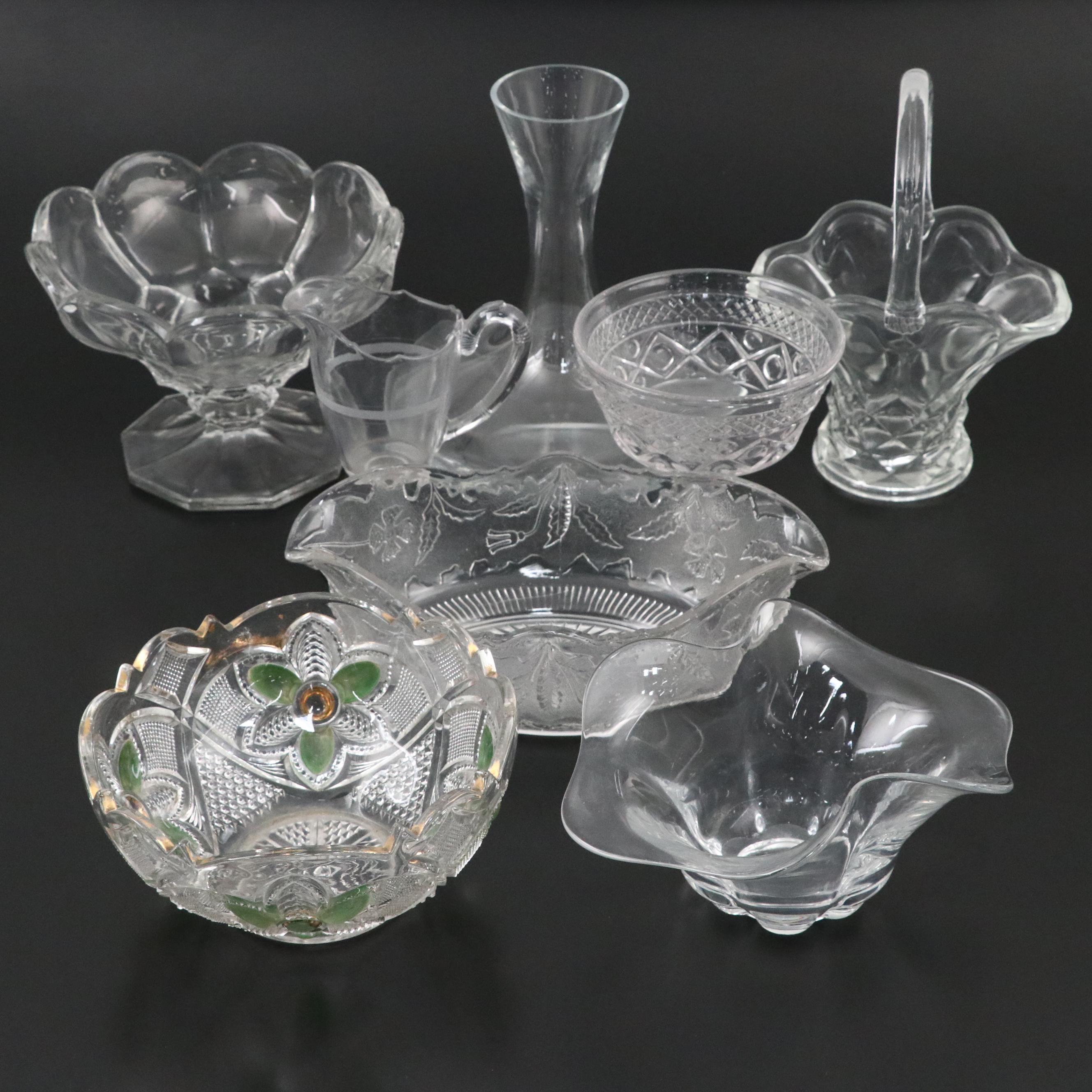 Hand-Painted Glass Bowl with Floral Motif Bowl and More