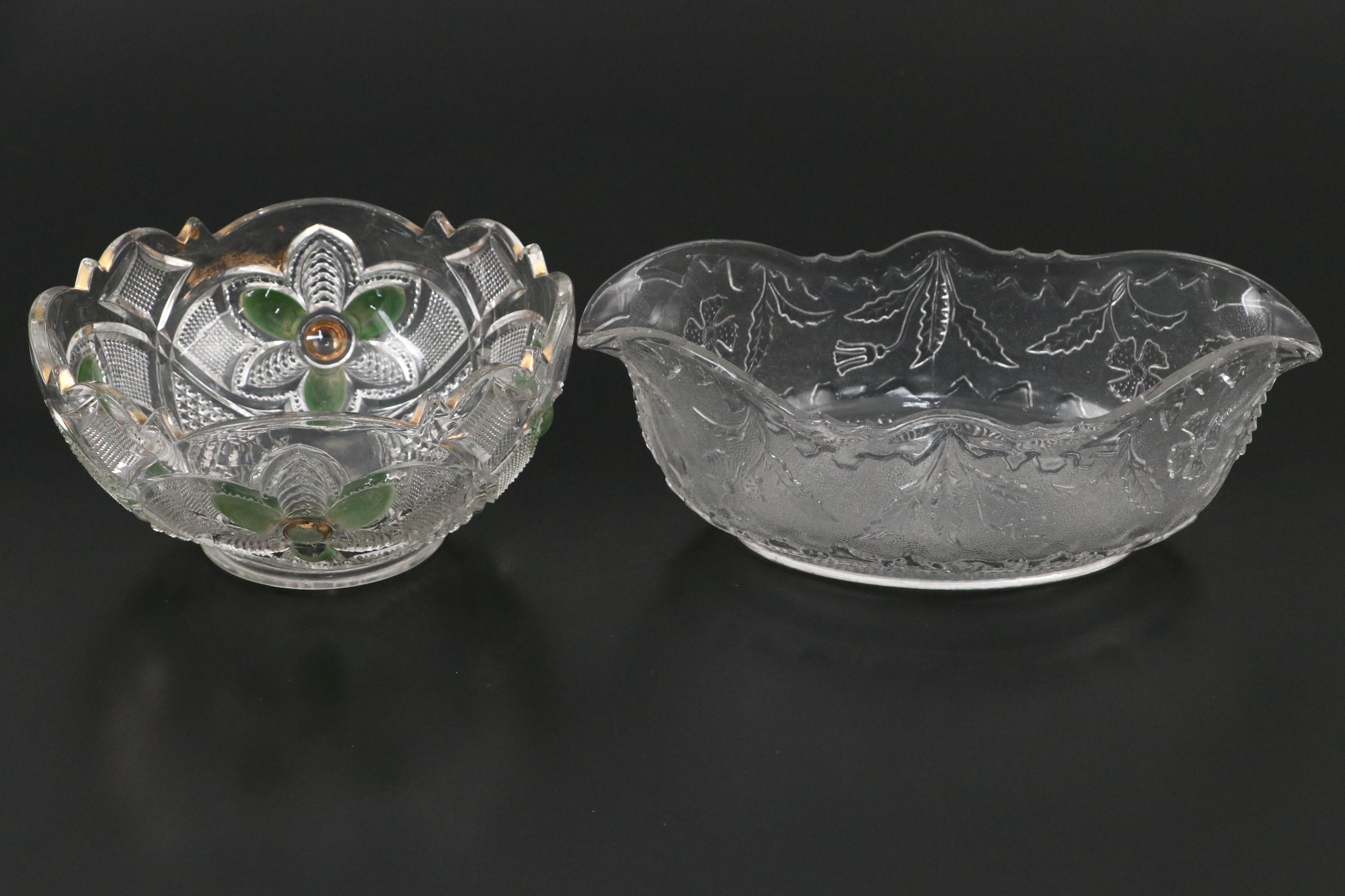 Hand-Painted Glass Bowl with Floral Motif Bowl and More