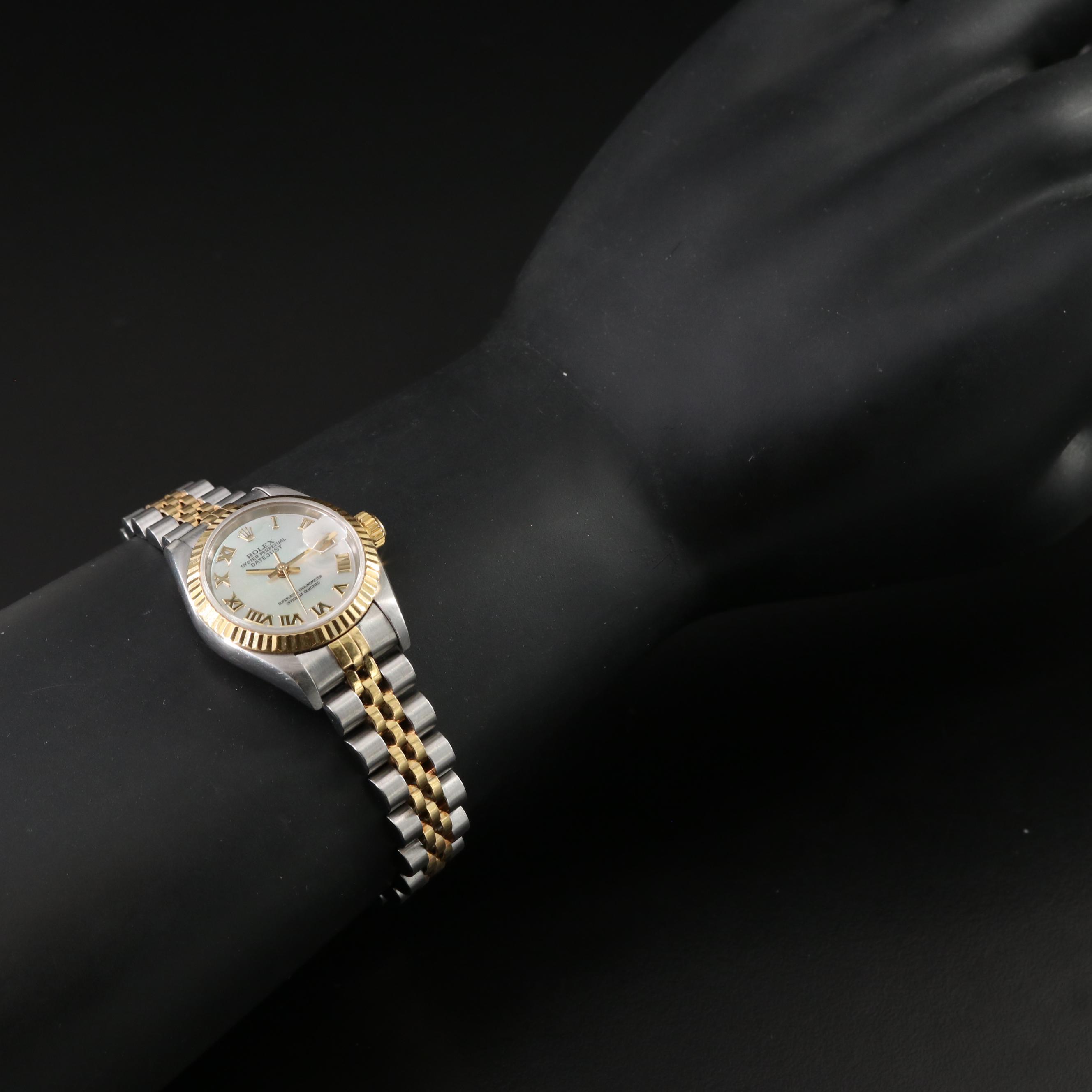 Rolex Datejust 79173 Mother-of-Pearl Dial 18K Gold Steel Automatic Watch