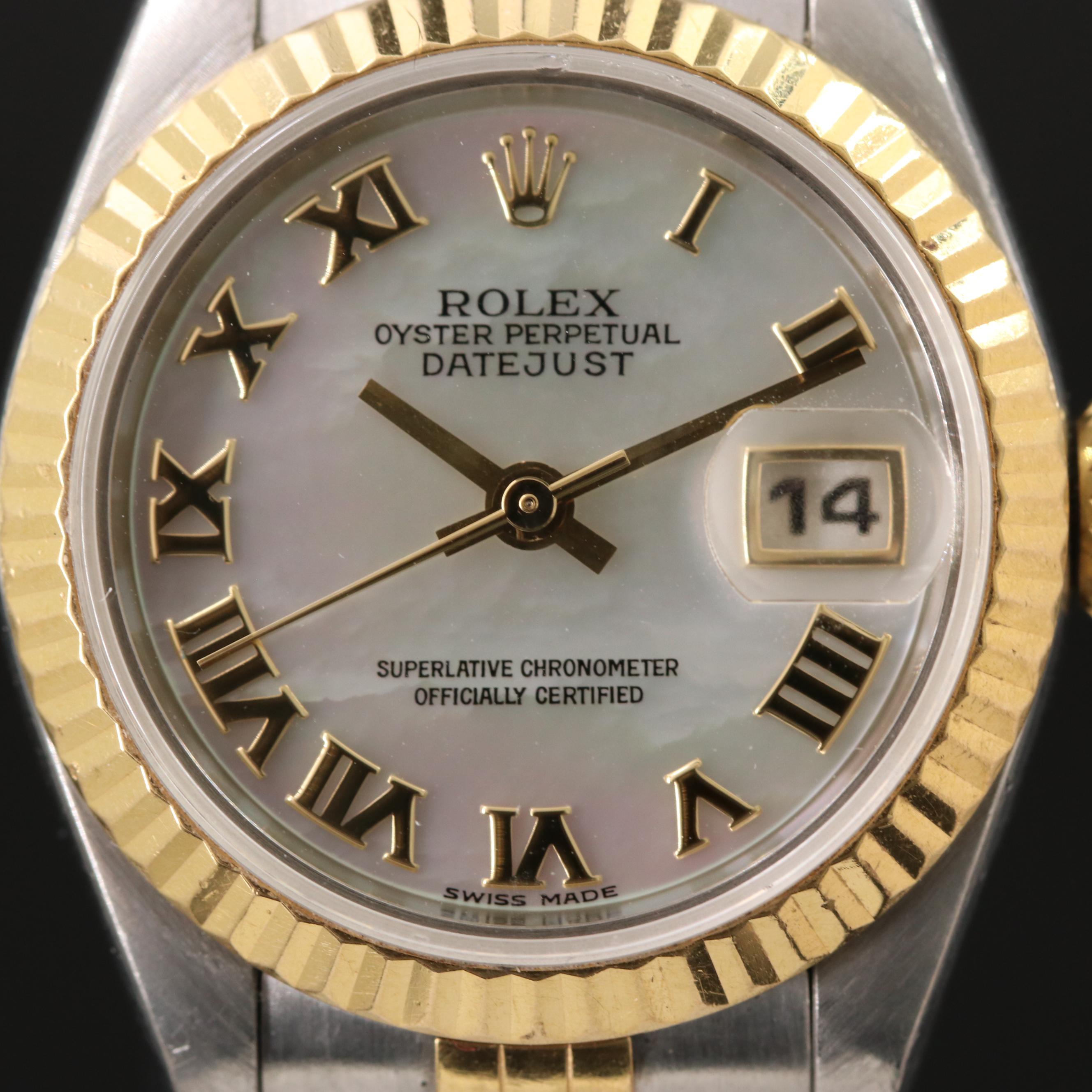 Rolex Datejust 79173 Mother-of-Pearl Dial 18K Gold Steel Automatic Watch