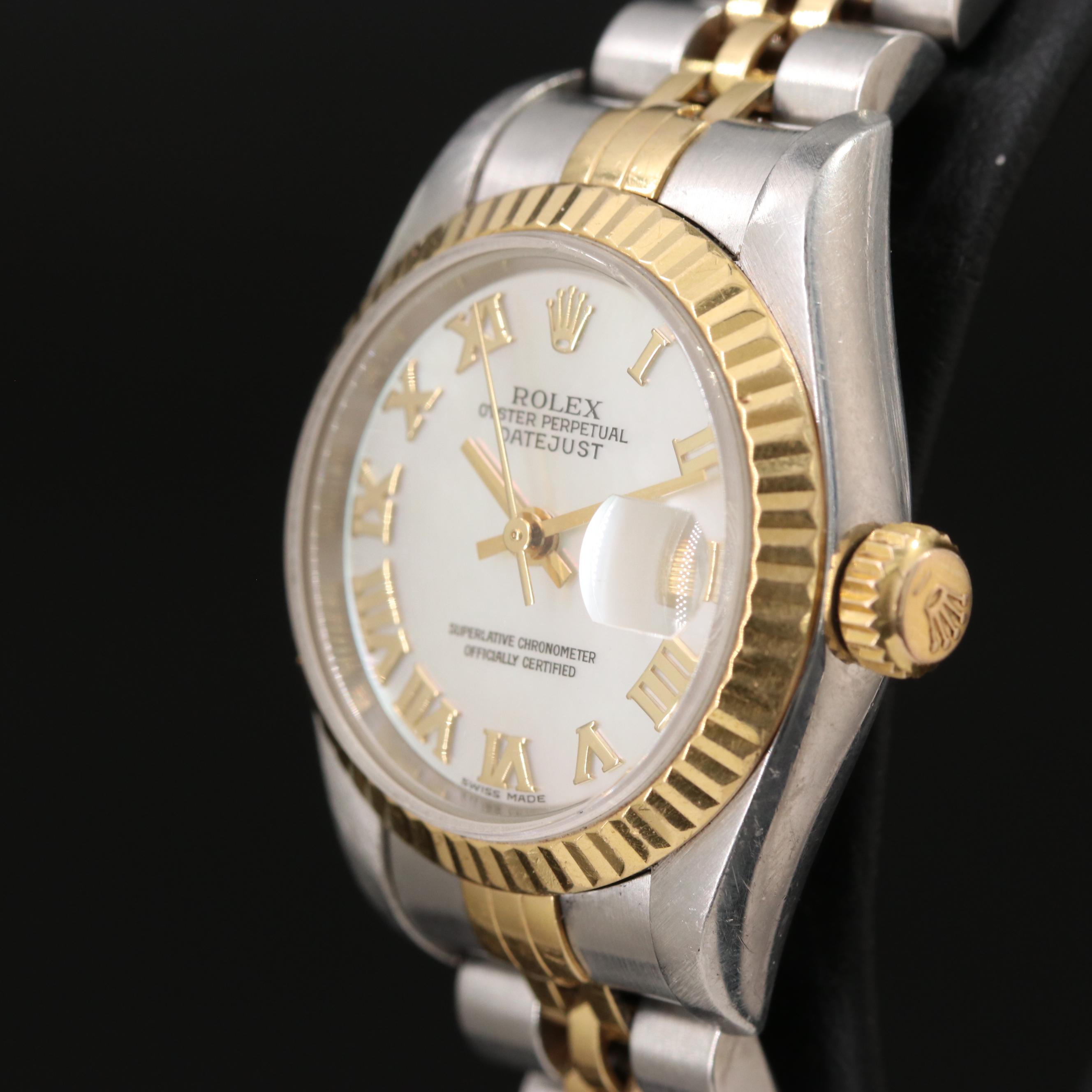 Rolex Datejust 79173 Mother-of-Pearl Dial 18K Gold Steel Automatic Watch