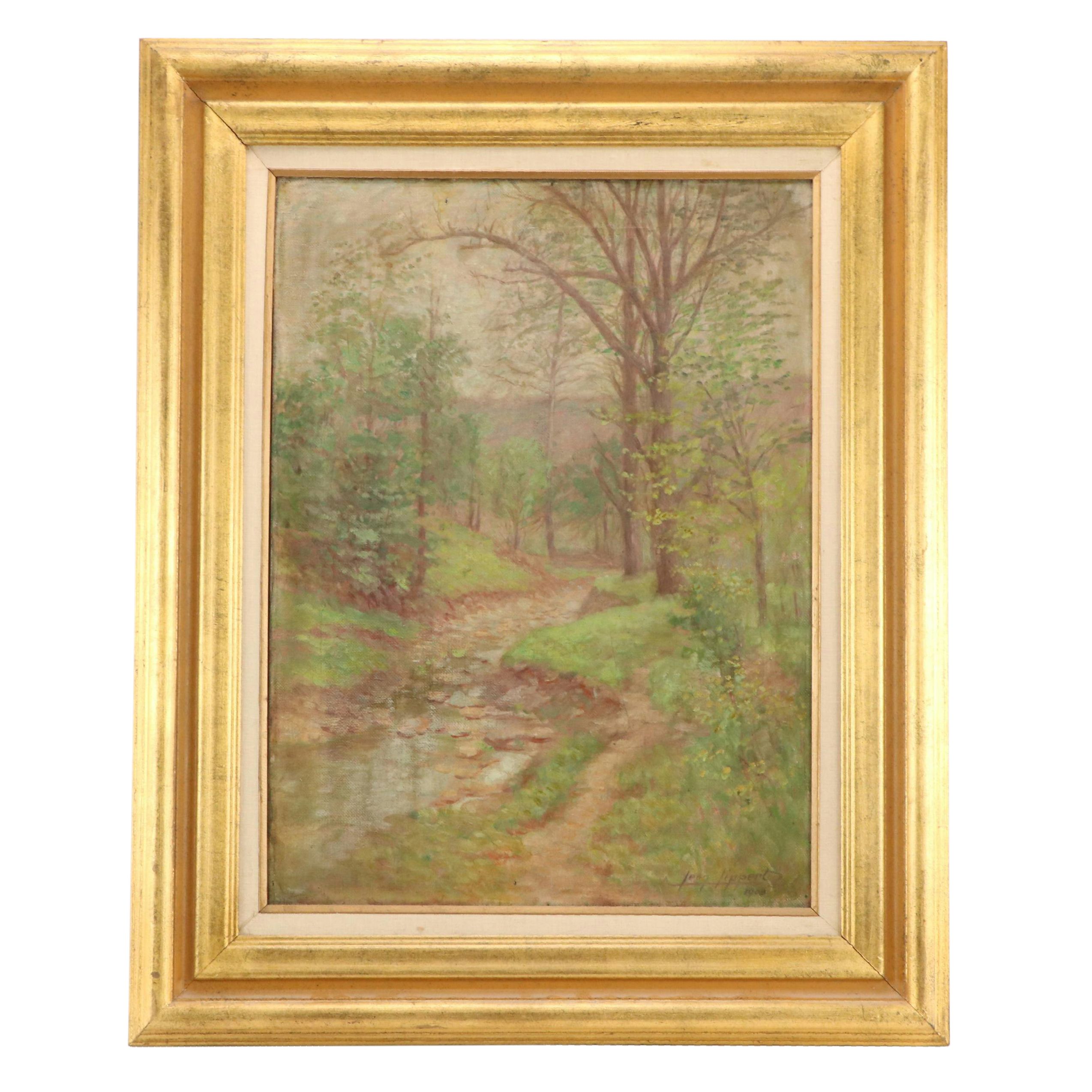 Leon Lippert Landscape Oil Painting, 1903