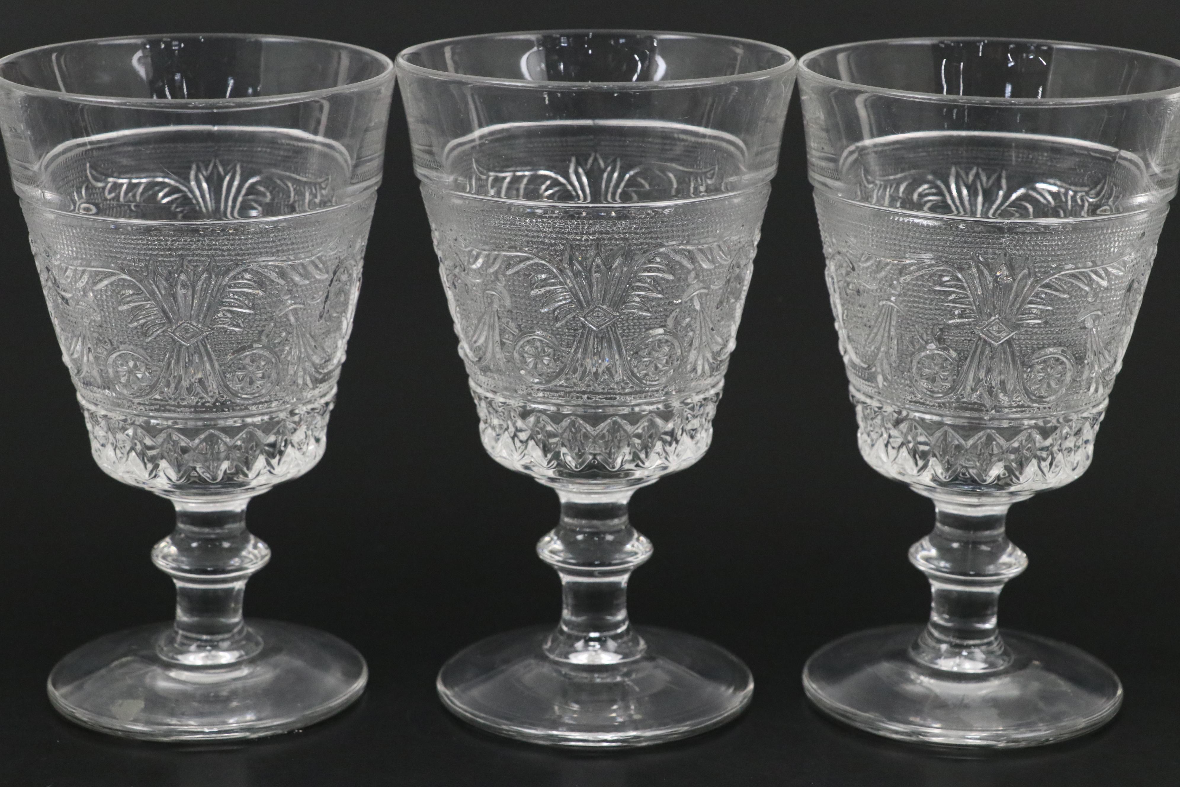 Duncan & Miller "Sandwich Clear" Glass Water Goblets with More
