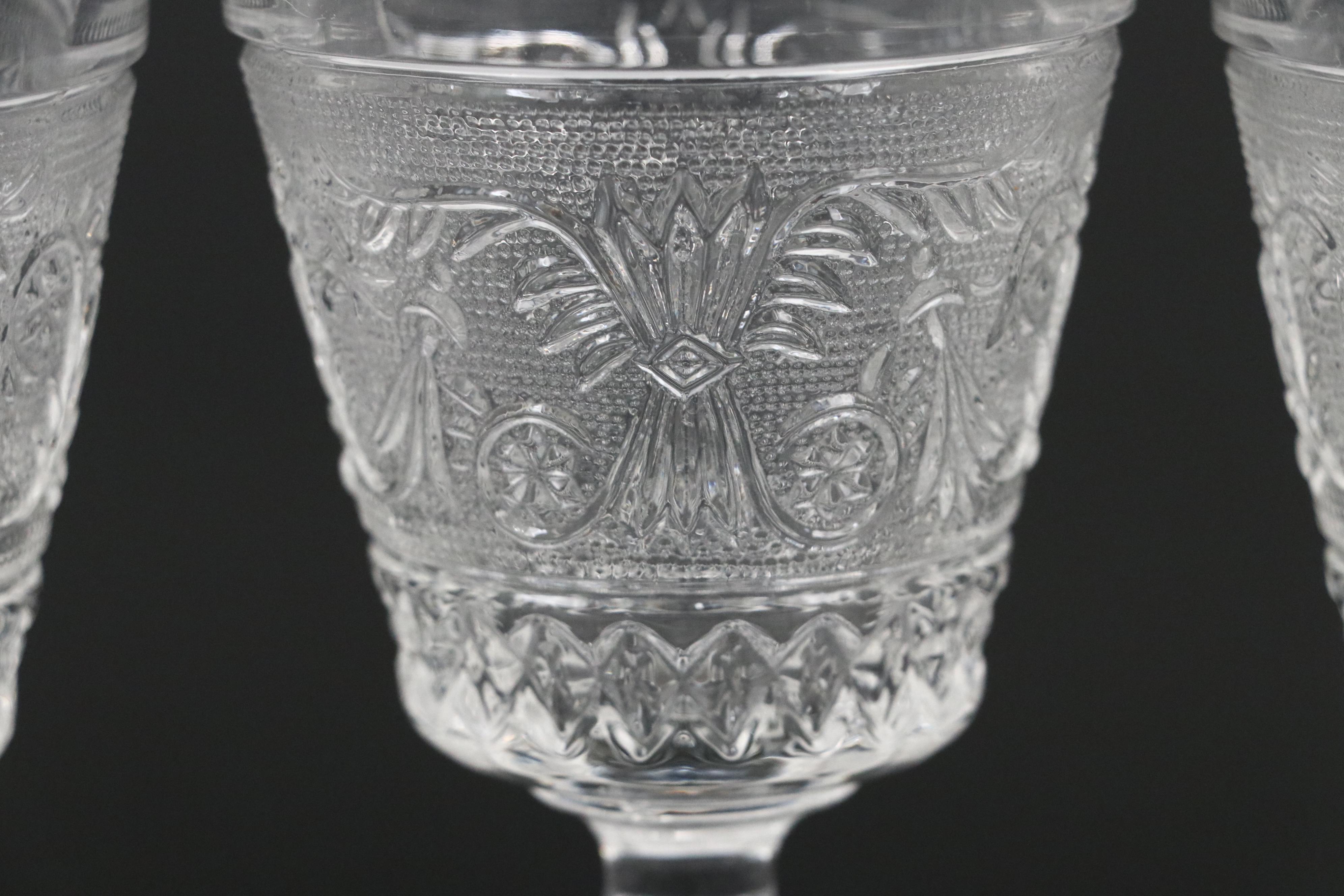 Duncan & Miller "Sandwich Clear" Glass Water Goblets with More