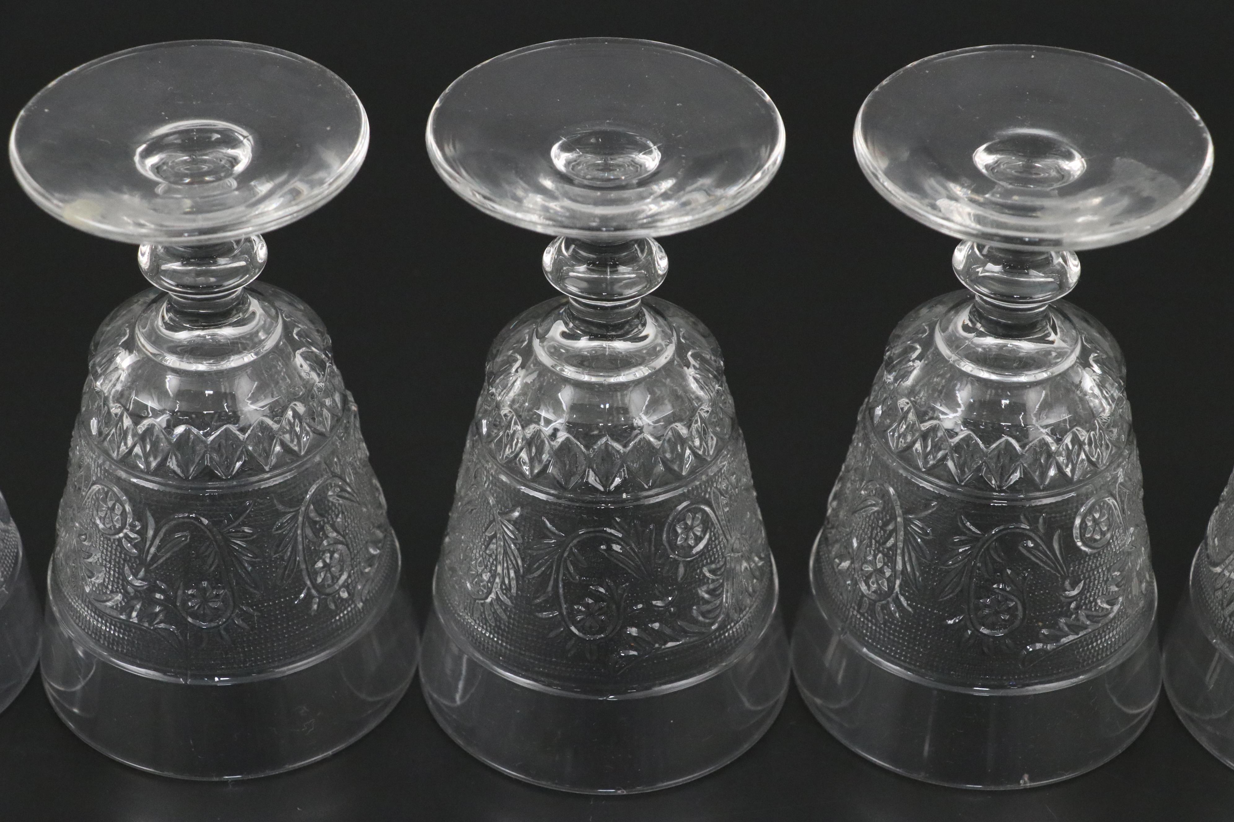 Duncan & Miller "Sandwich Clear" Glass Water Goblets with More