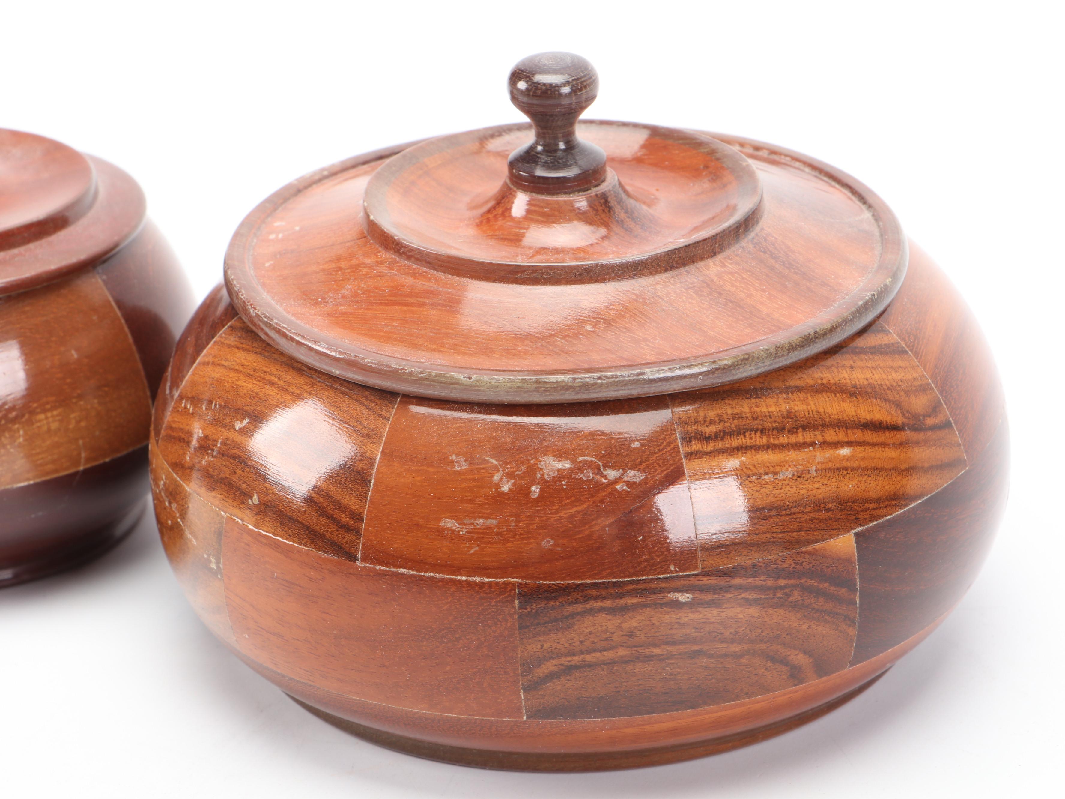 Polished Turned Wood Lidded Boxes