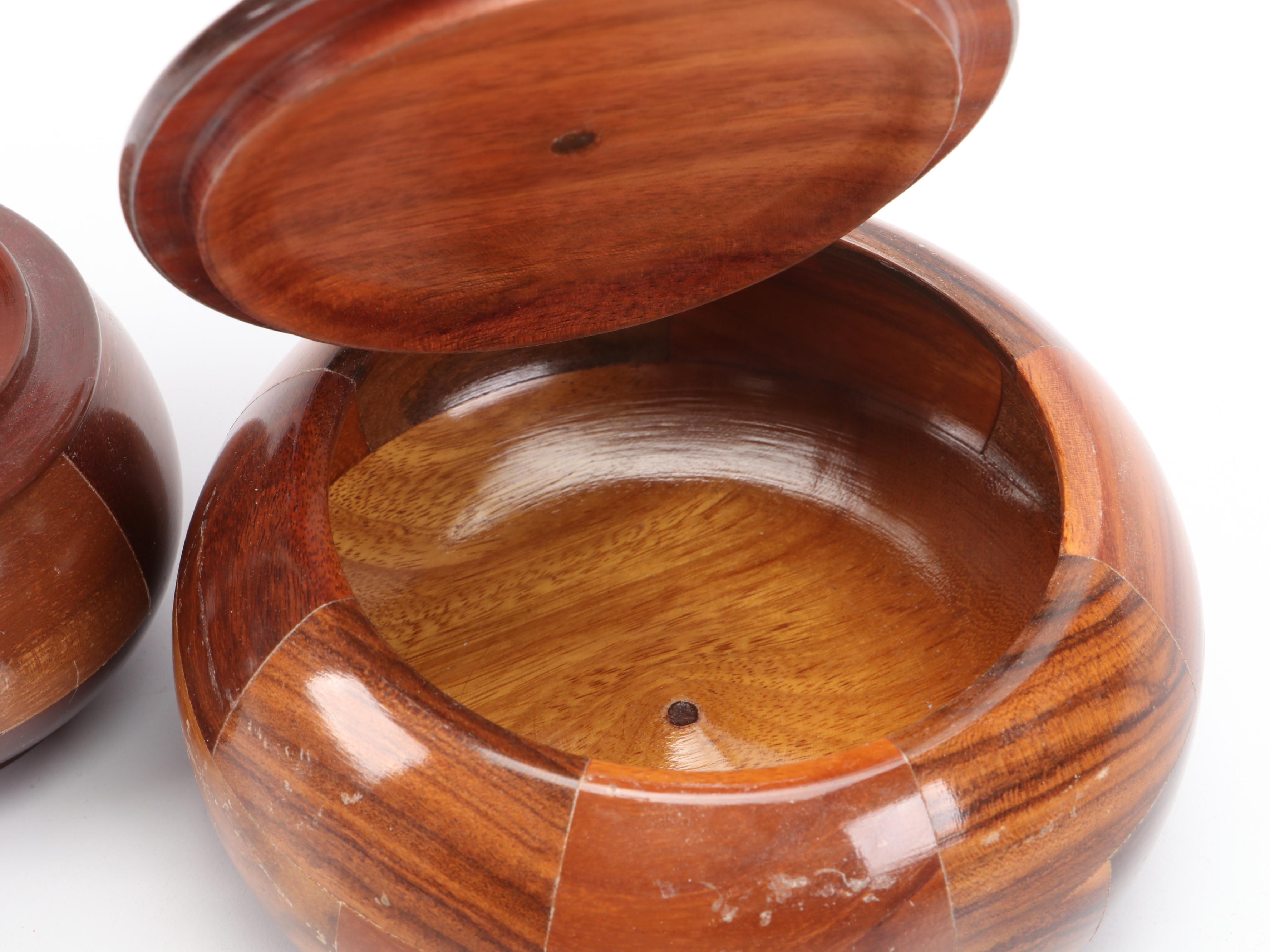 Polished Turned Wood Lidded Boxes