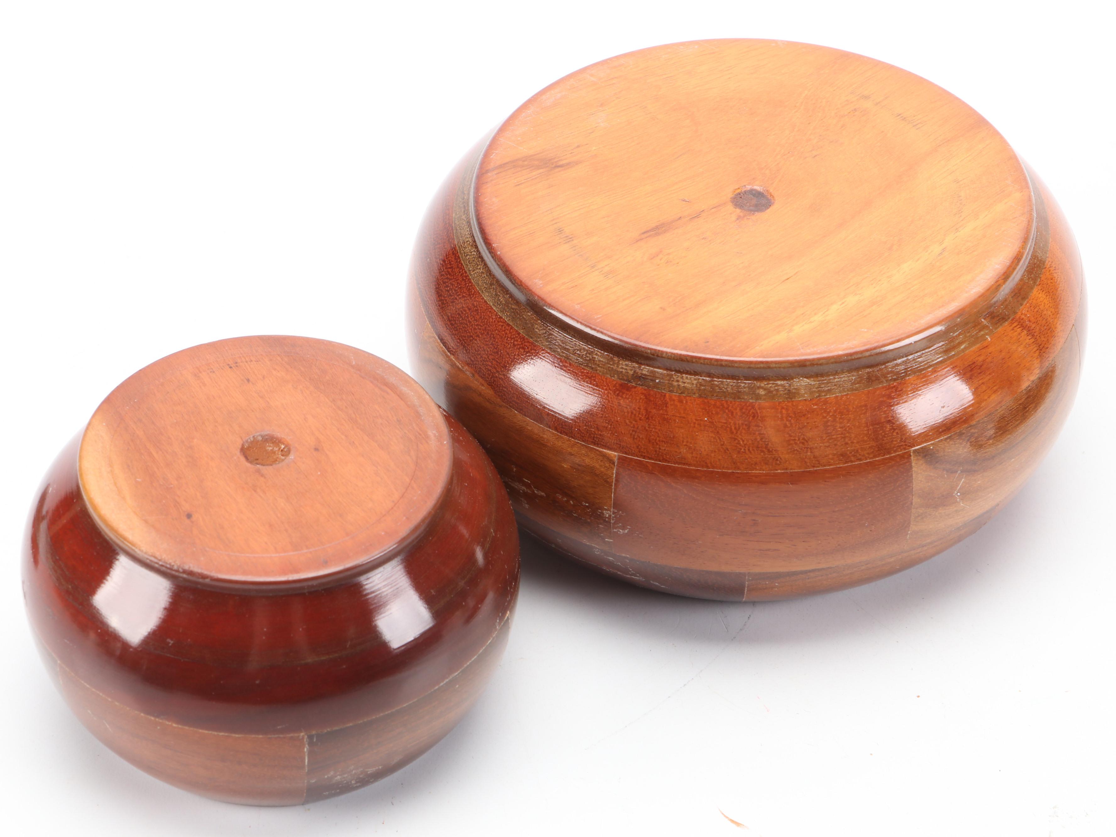 Polished Turned Wood Lidded Boxes