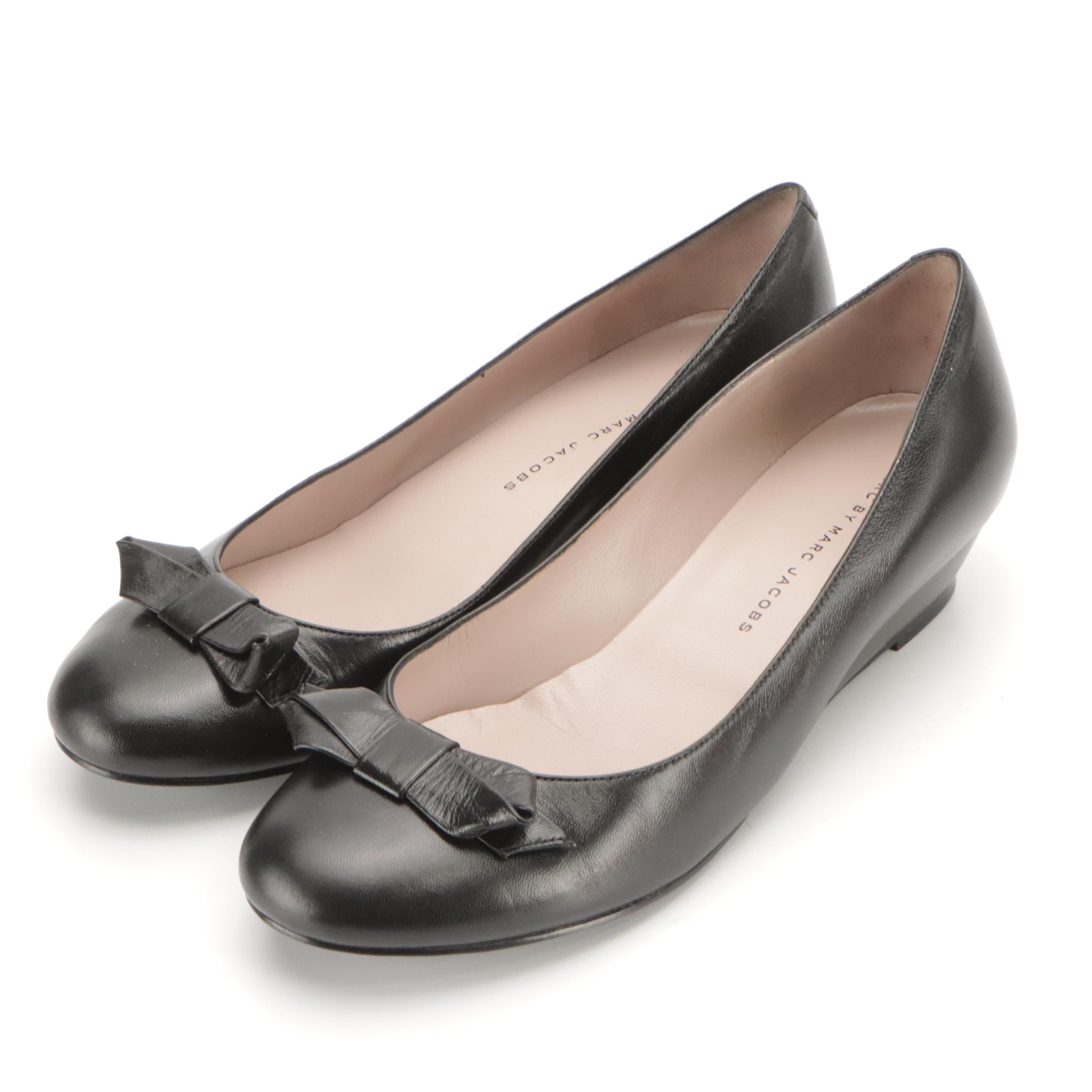 Marc by Marc Jacobs Black Leather Bow Wedges and Red Leather Bow Flats