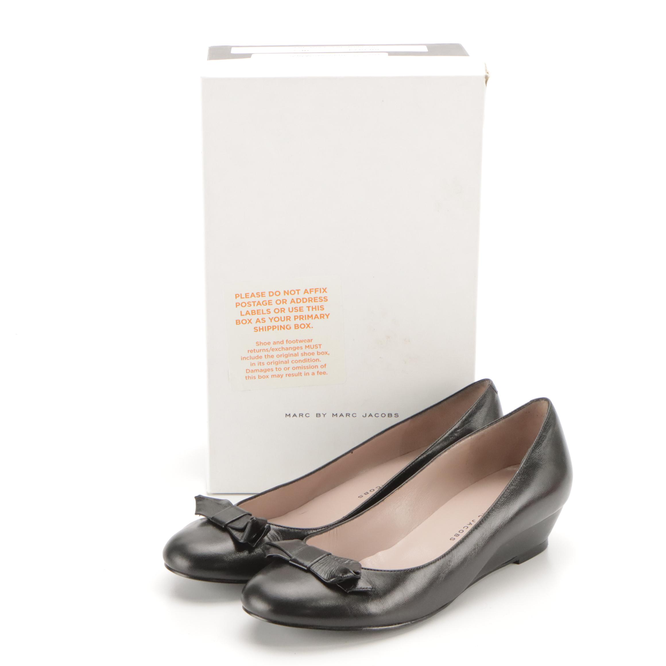 Marc by Marc Jacobs Black Leather Bow Wedges and Red Leather Bow Flats