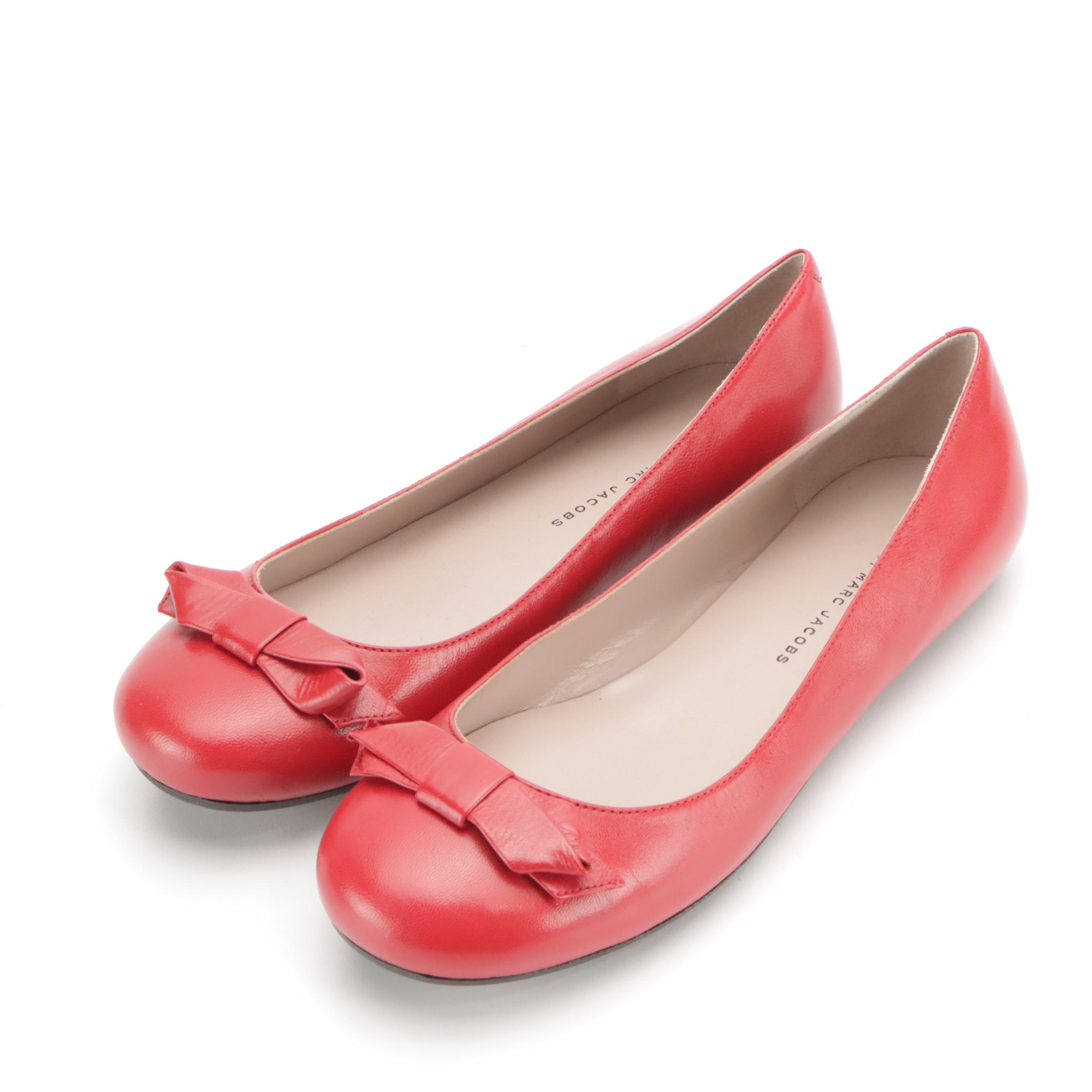 Marc by Marc Jacobs Black Leather Bow Wedges and Red Leather Bow Flats