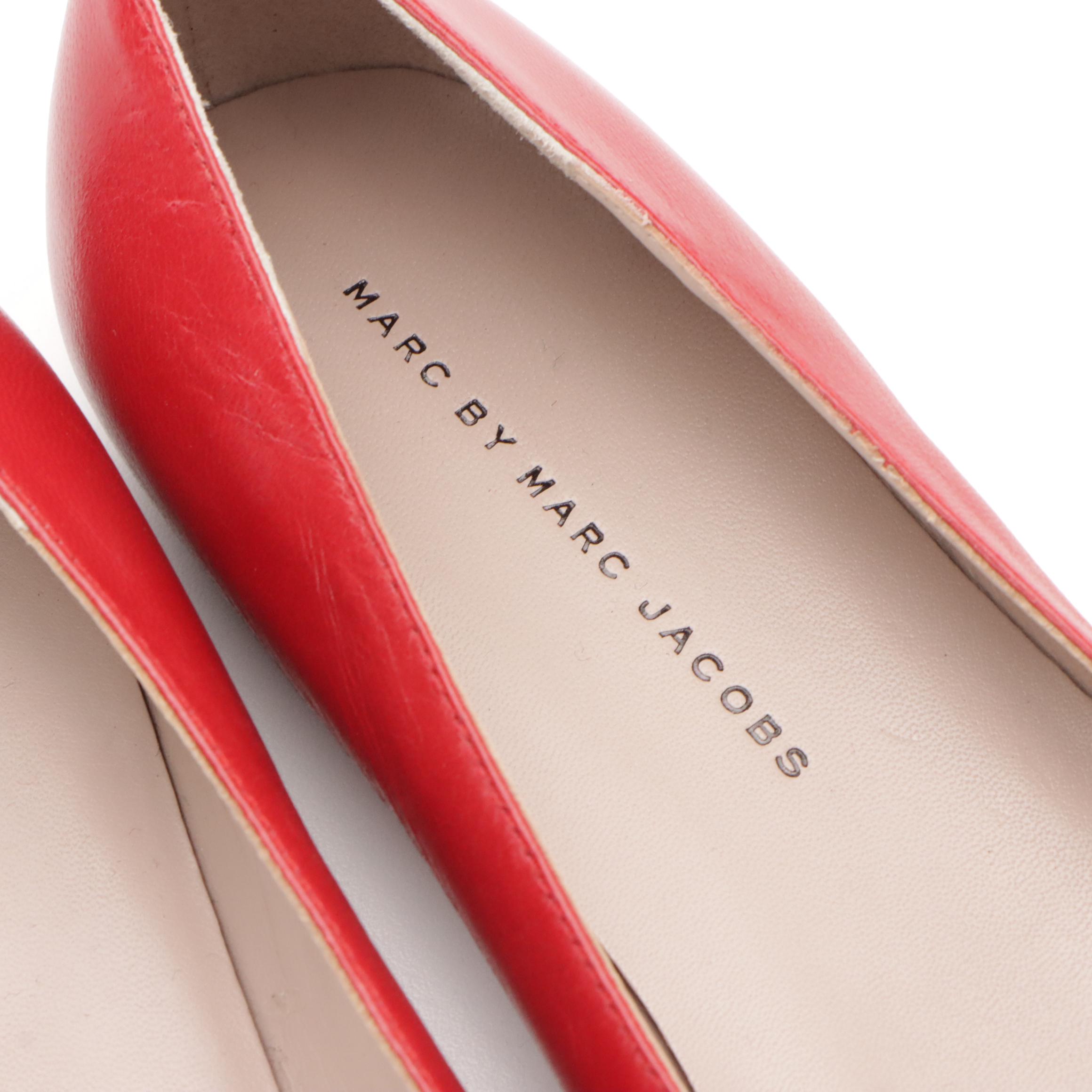 Marc by Marc Jacobs Black Leather Bow Wedges and Red Leather Bow Flats