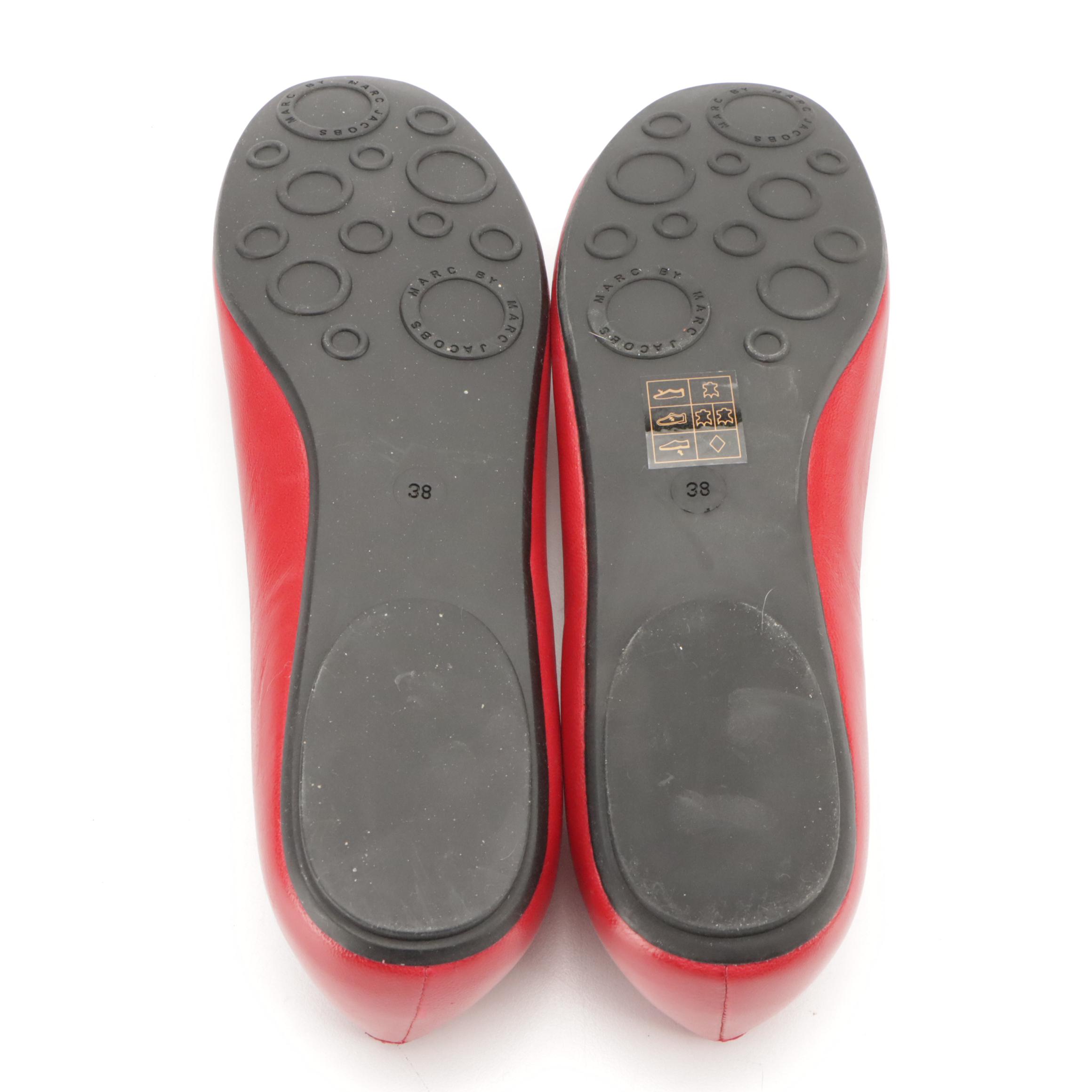 Marc by Marc Jacobs Black Leather Bow Wedges and Red Leather Bow Flats