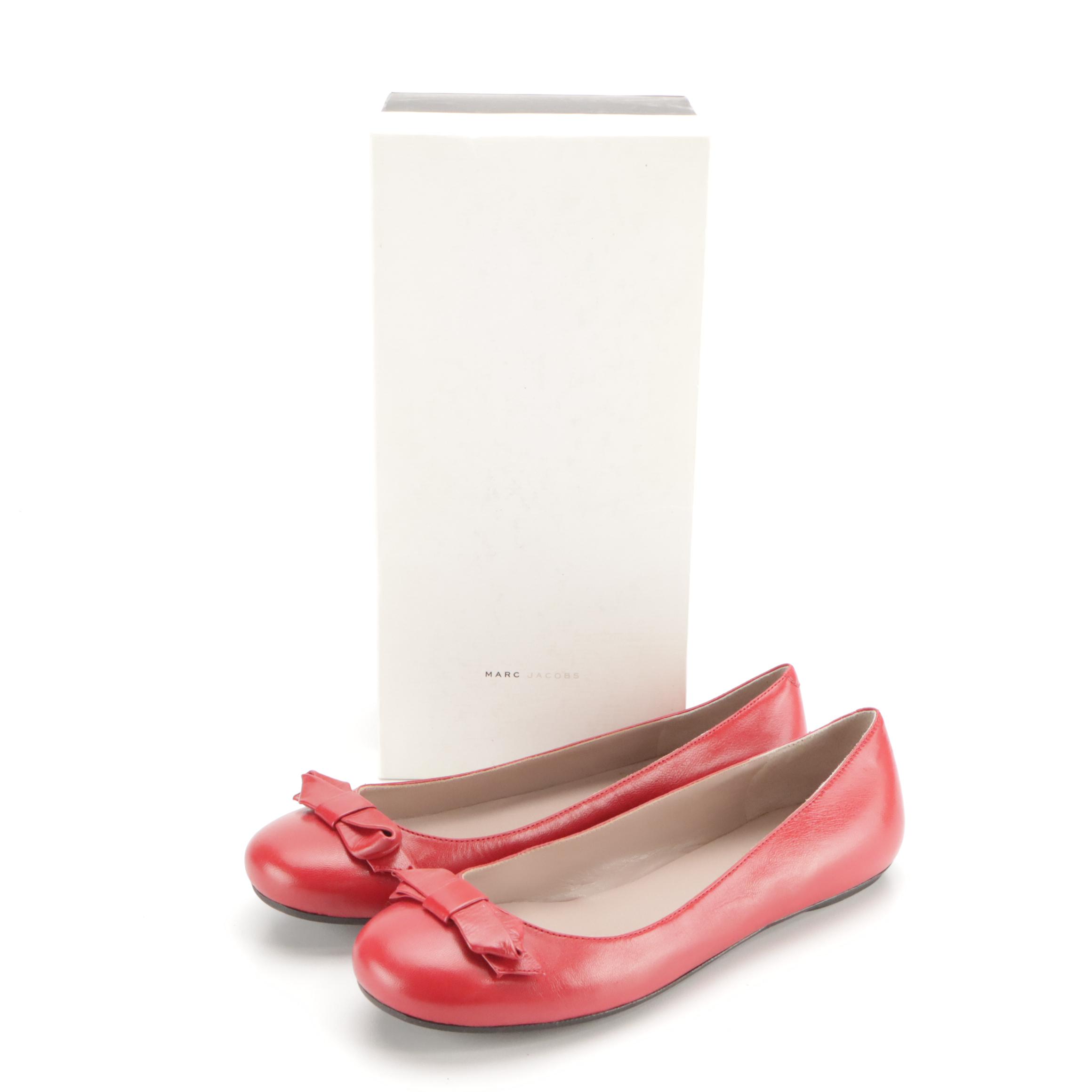 Marc by Marc Jacobs Black Leather Bow Wedges and Red Leather Bow Flats