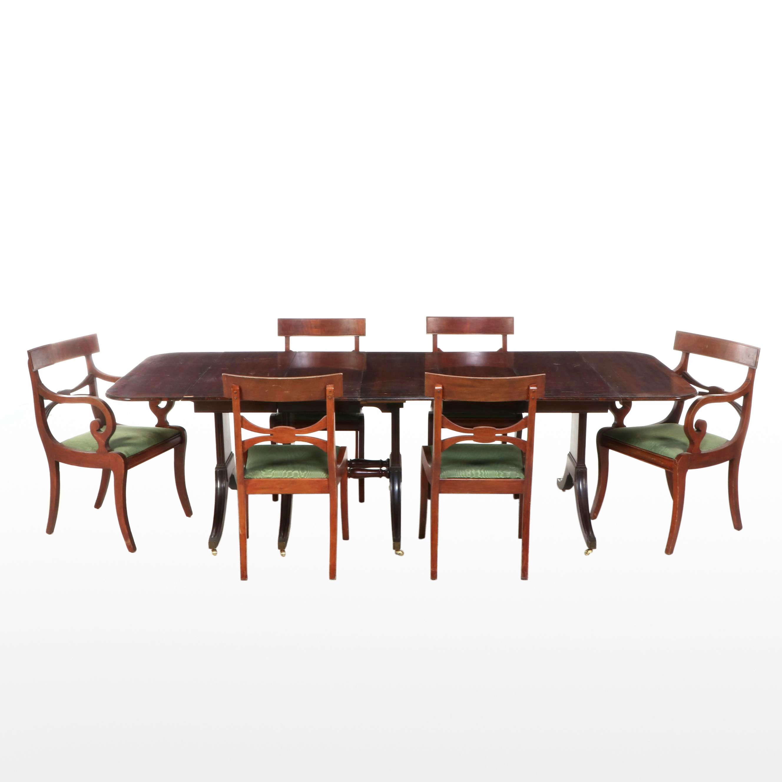 Seven-Piece Classical Style Mahogany Extending Dining Set, 20th Century