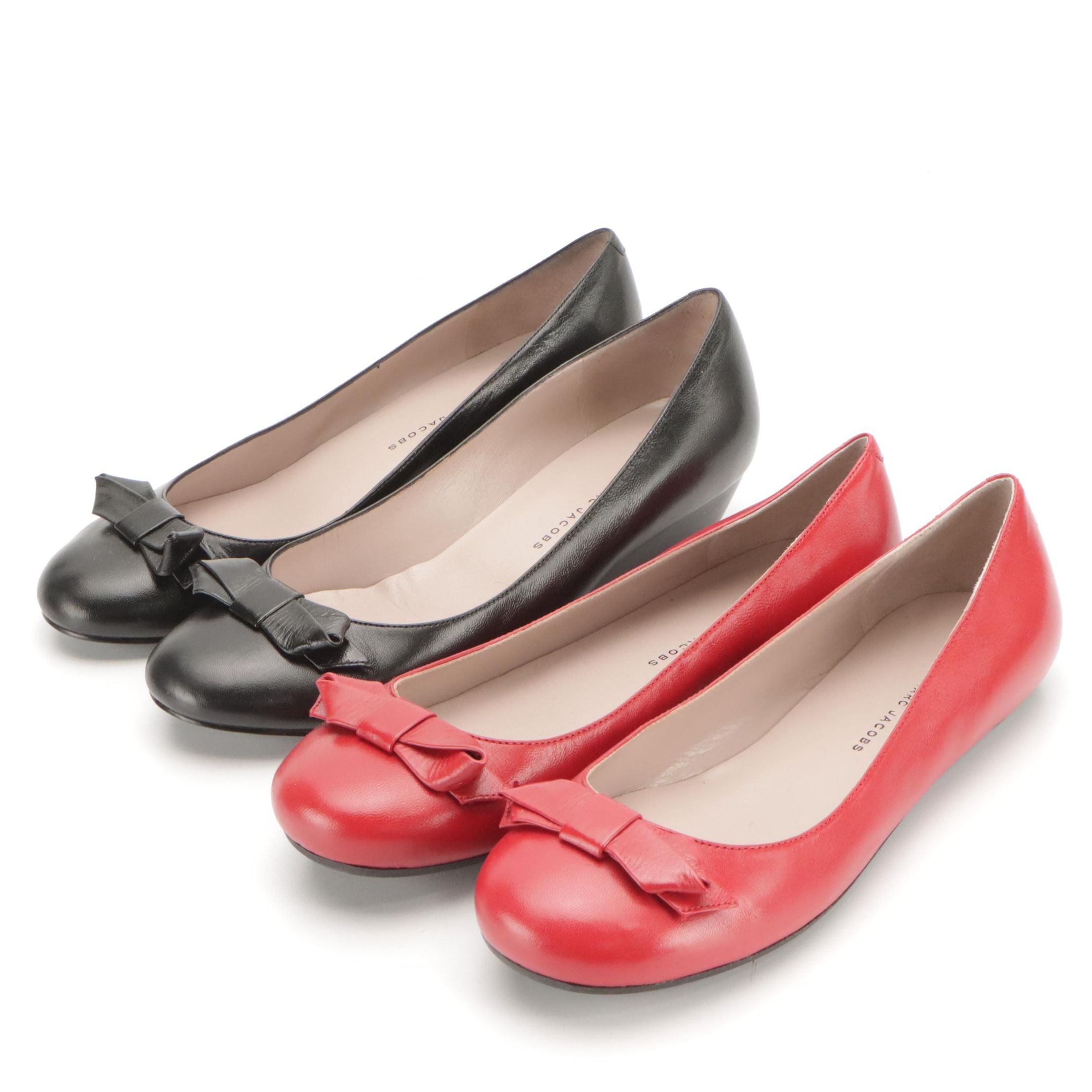 Marc by Marc Jacobs Black Leather Bow Wedges and Red Leather Bow Flats
