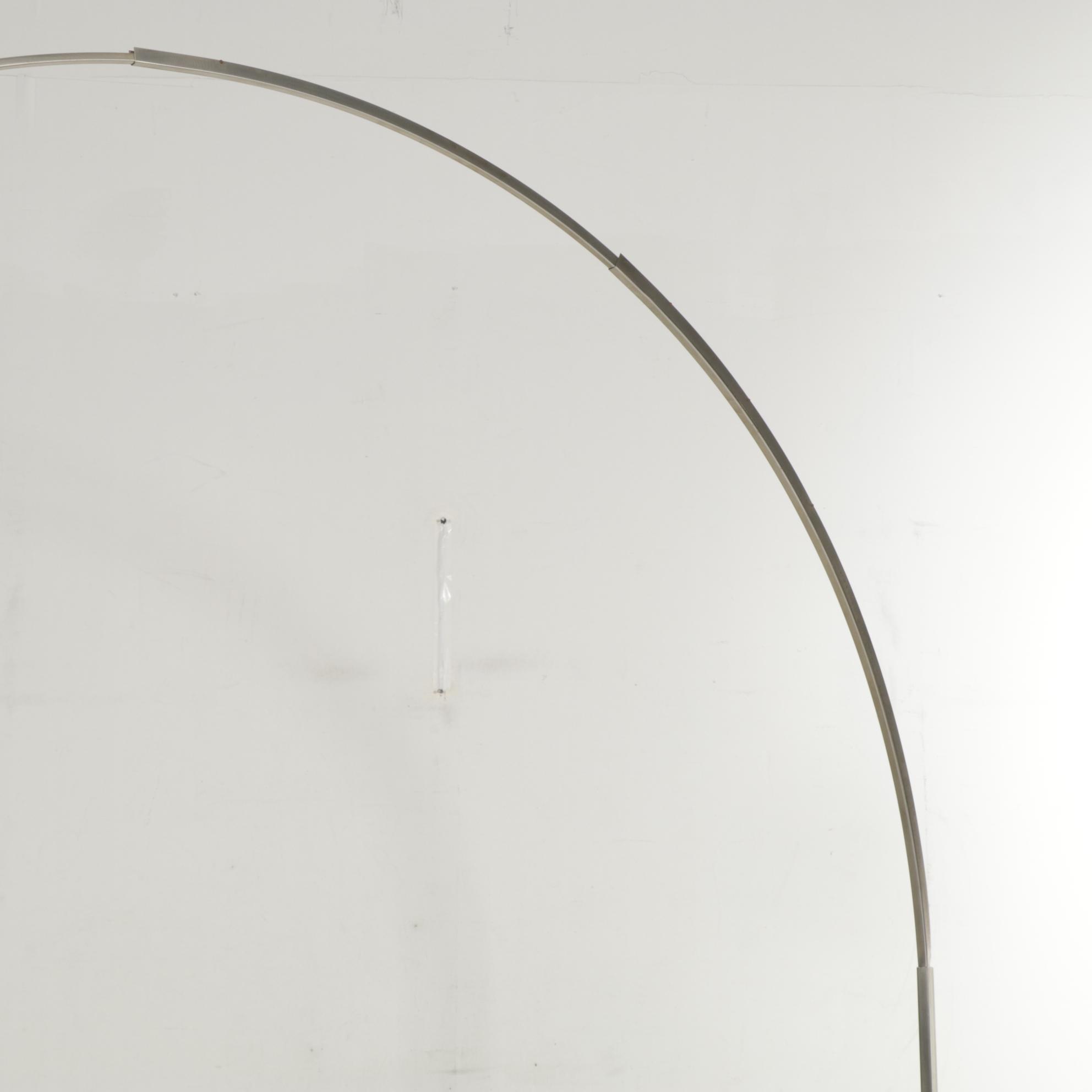 Laurel Lamp Co. MCM Brushed Metal Eyeball Arc Floor Lamp with White Marble Base