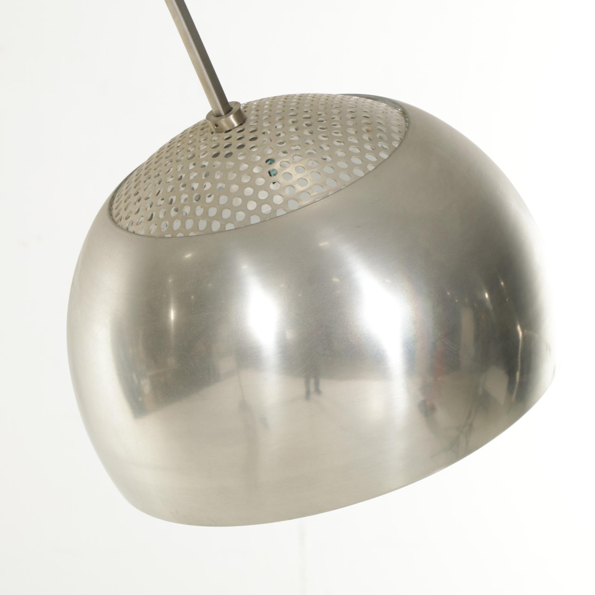 Laurel Lamp Co. MCM Brushed Metal Eyeball Arc Floor Lamp with White Marble Base