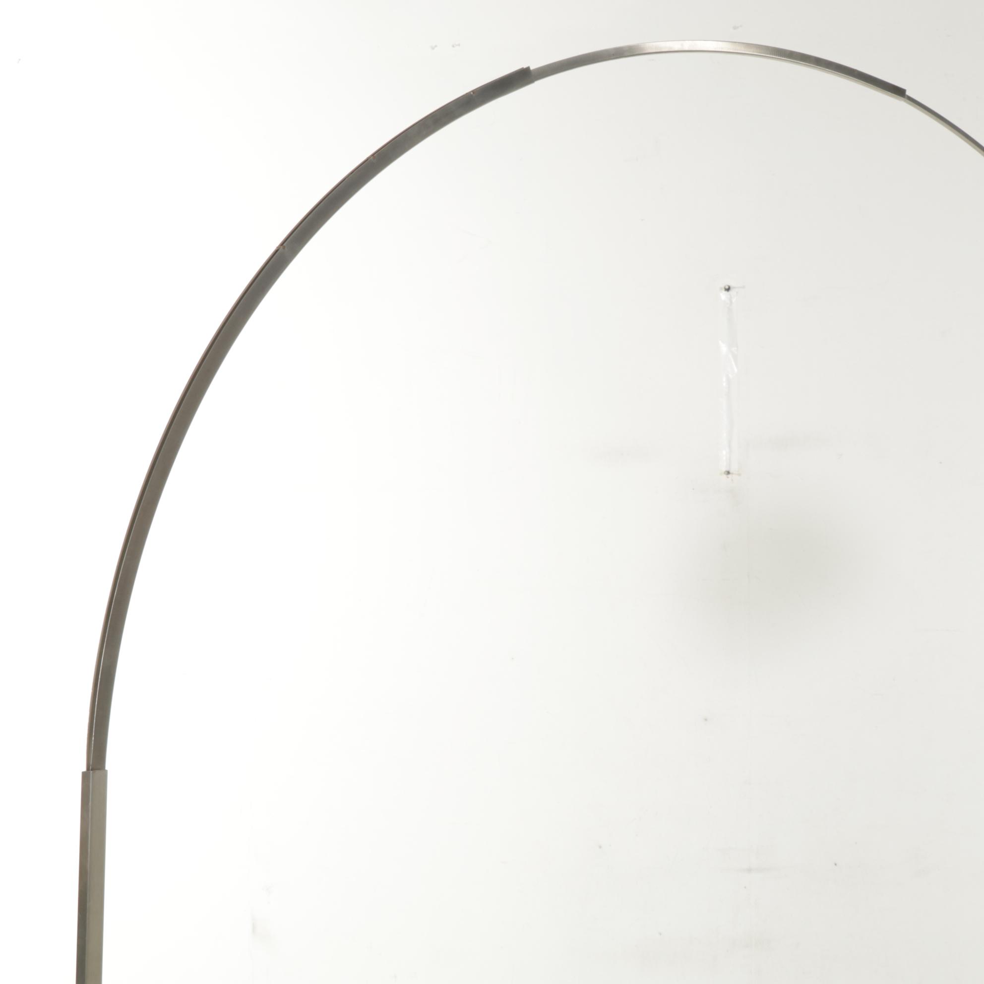 Laurel Lamp Co. MCM Brushed Metal Eyeball Arc Floor Lamp with White Marble Base