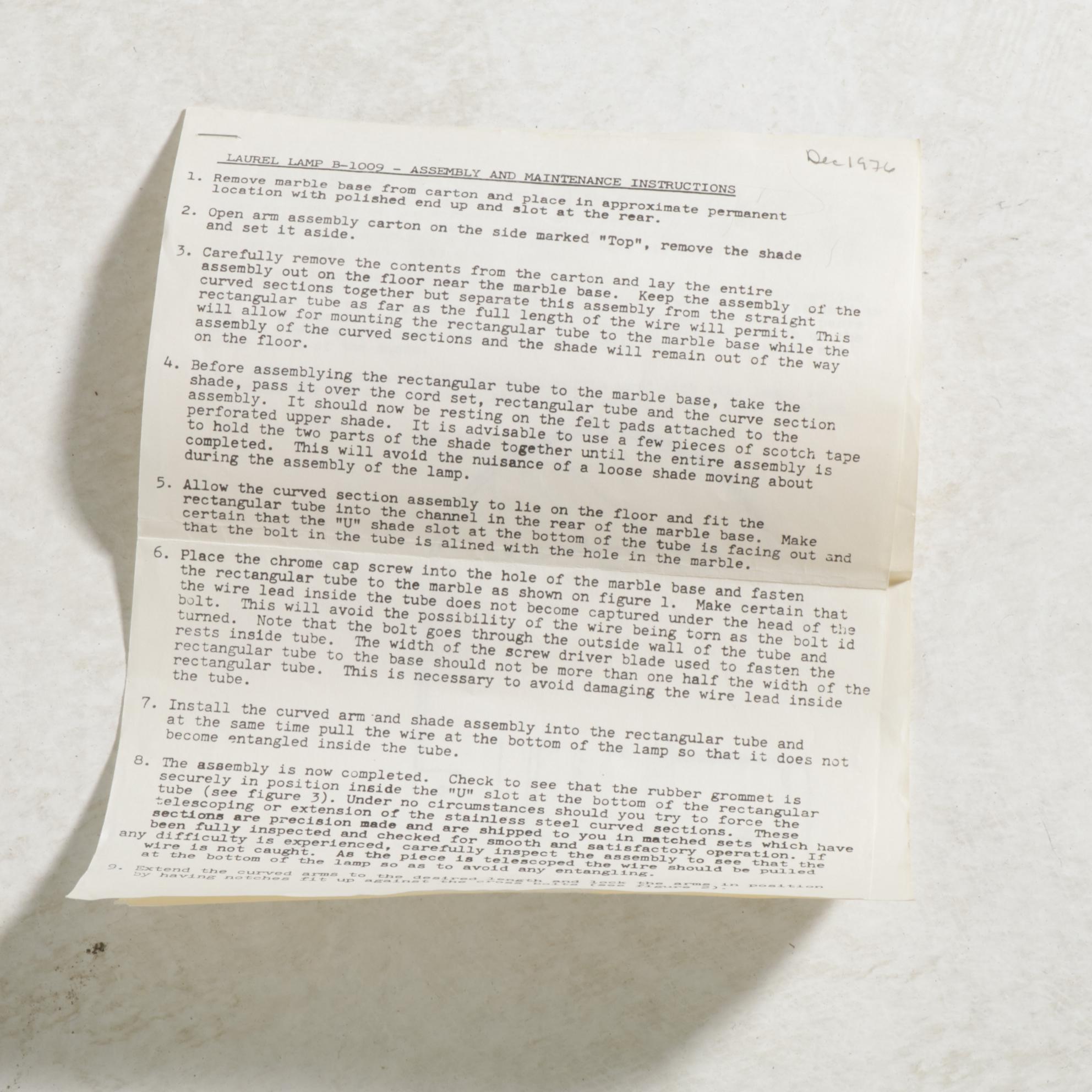 Laurel Lamp Co. MCM Brushed Metal Eyeball Arc Floor Lamp with White Marble Base