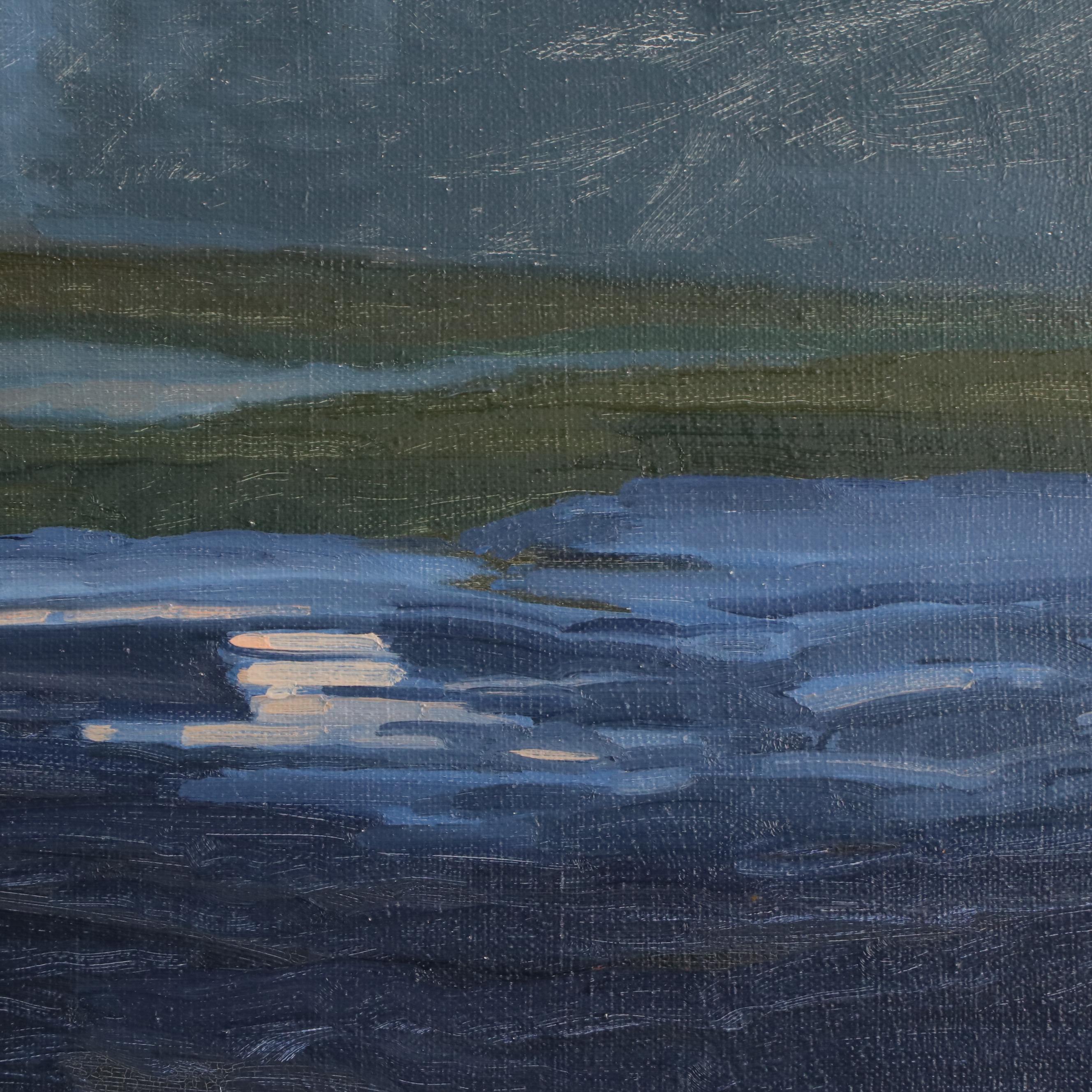 Landscape Oil Painting "Trestles Over Mud Flats," Late 20th Century