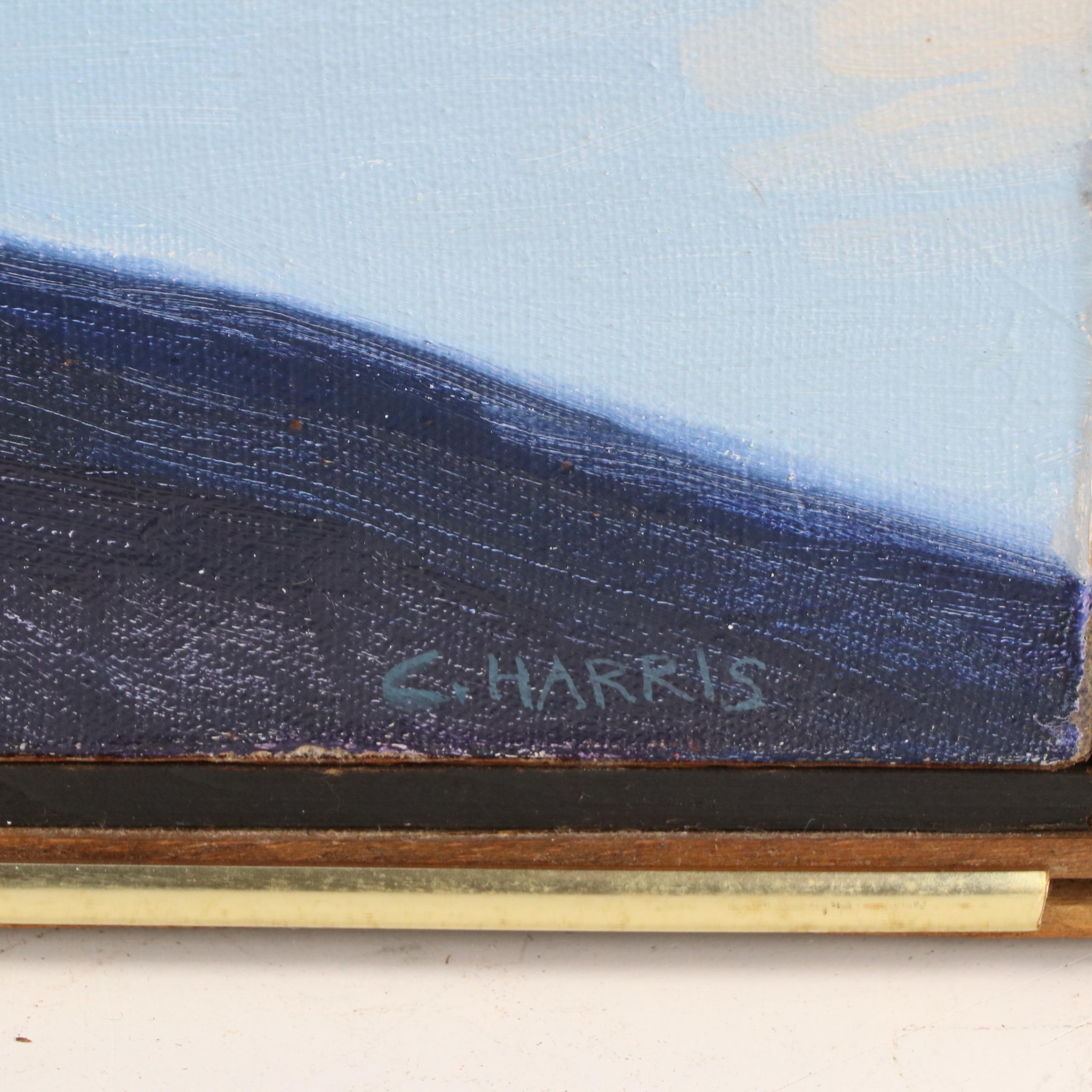 Landscape Oil Painting "Trestles Over Mud Flats," Late 20th Century