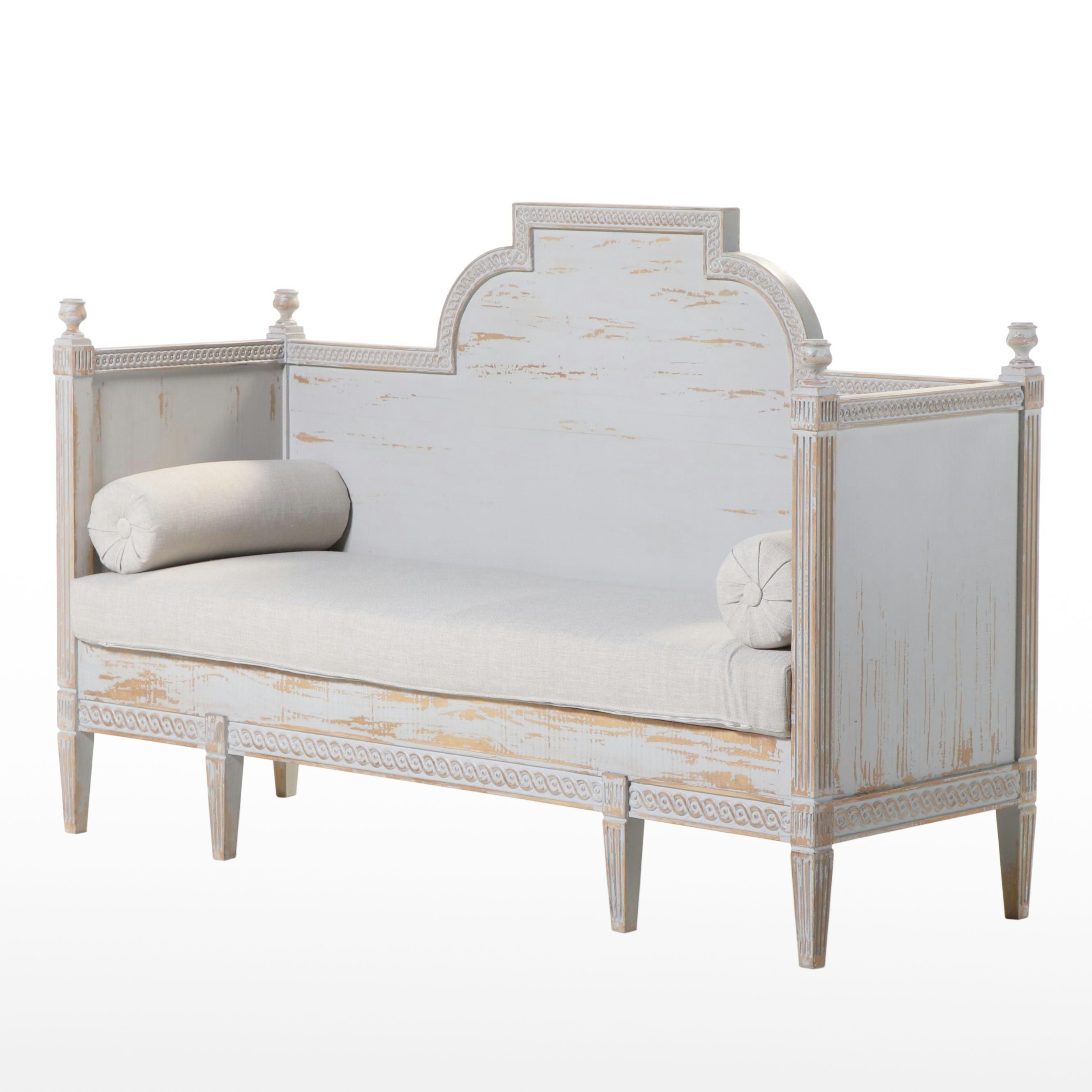 Gustavian Style Painted High-Back Settee